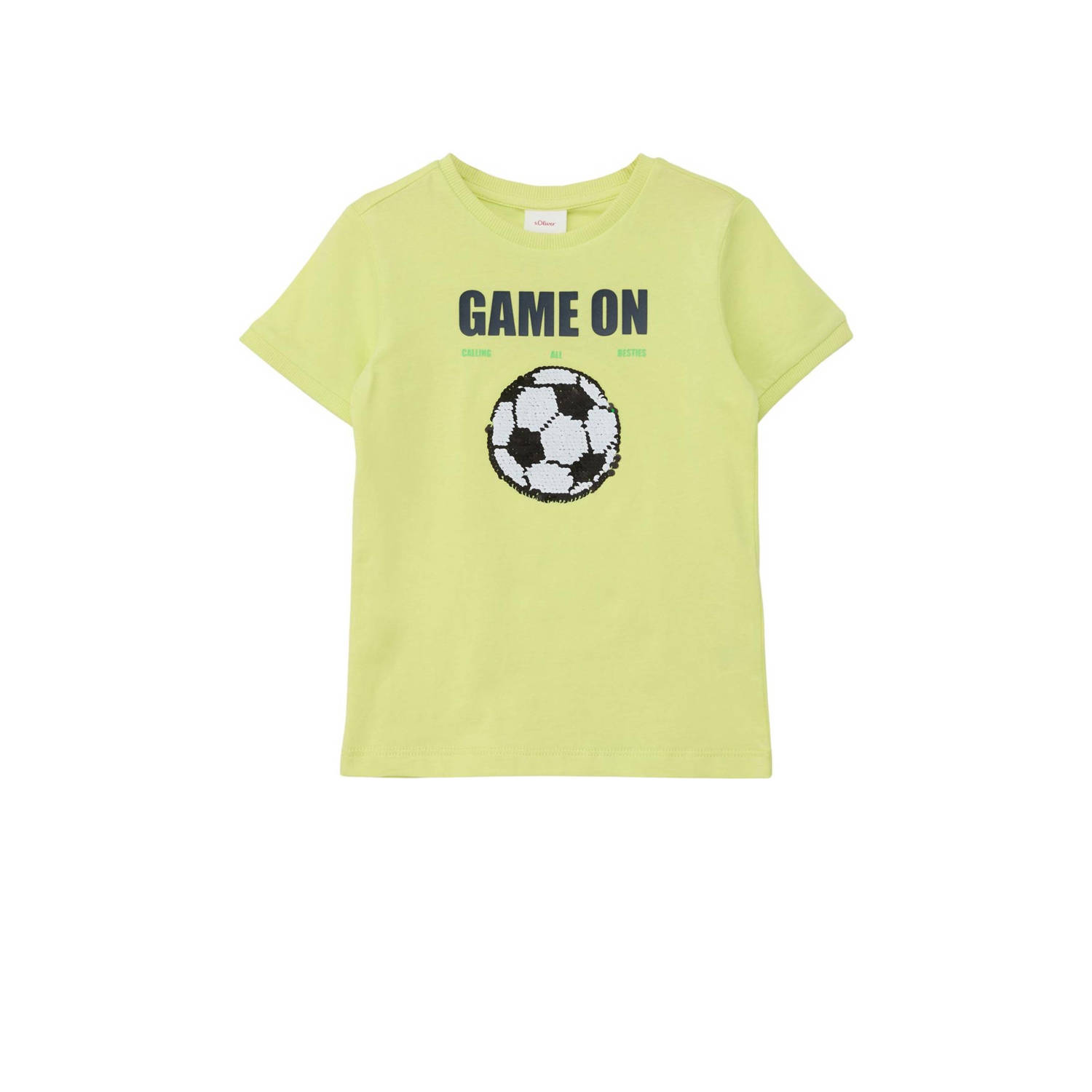 S.Oliver T-shirt met printopdruk geel Jongens Katoen Ronde hals Printopdruk 104 110