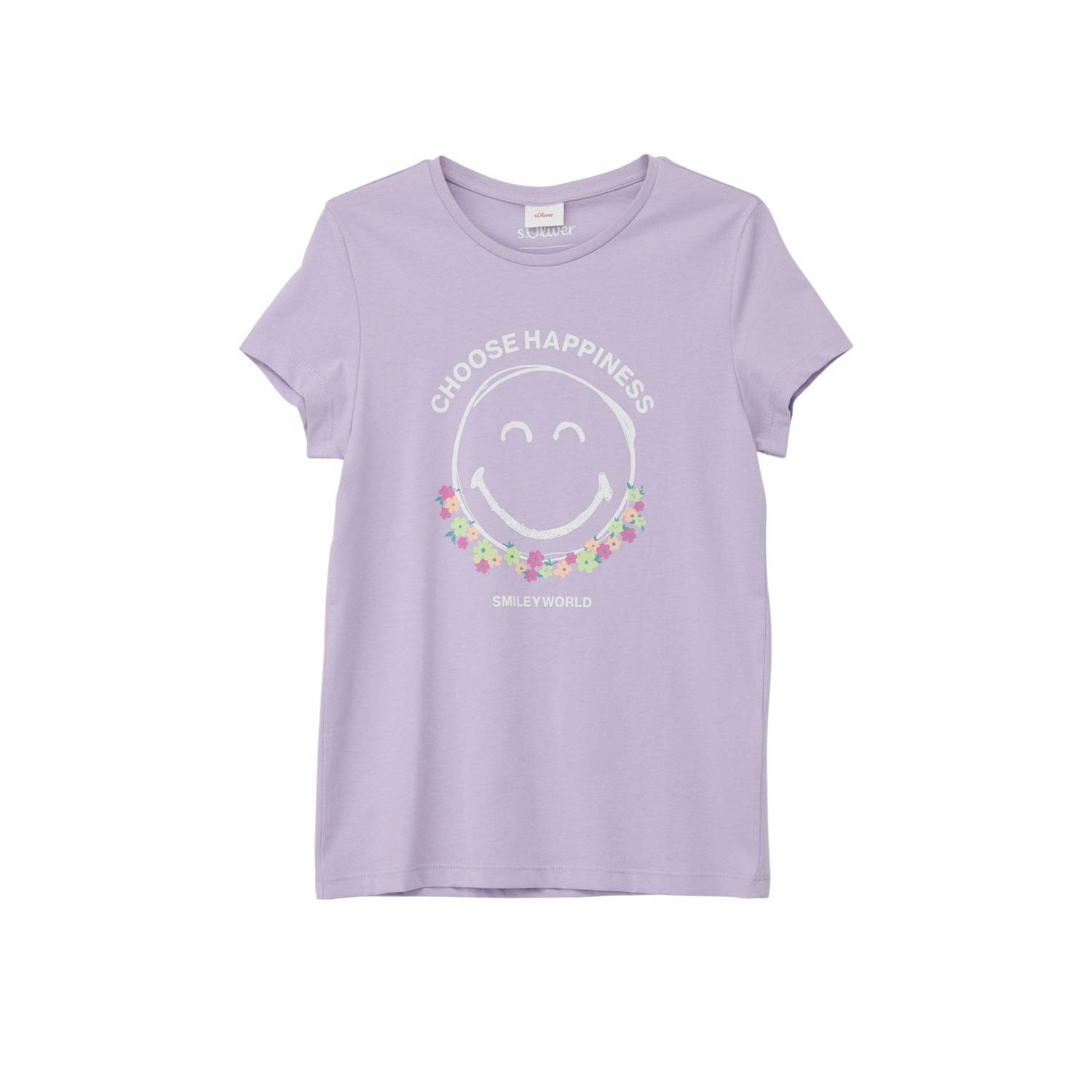 S.Oliver T-shirt met printopdruk lila Paars Meisjes Katoen Ronde hals Printopdruk 170 176
