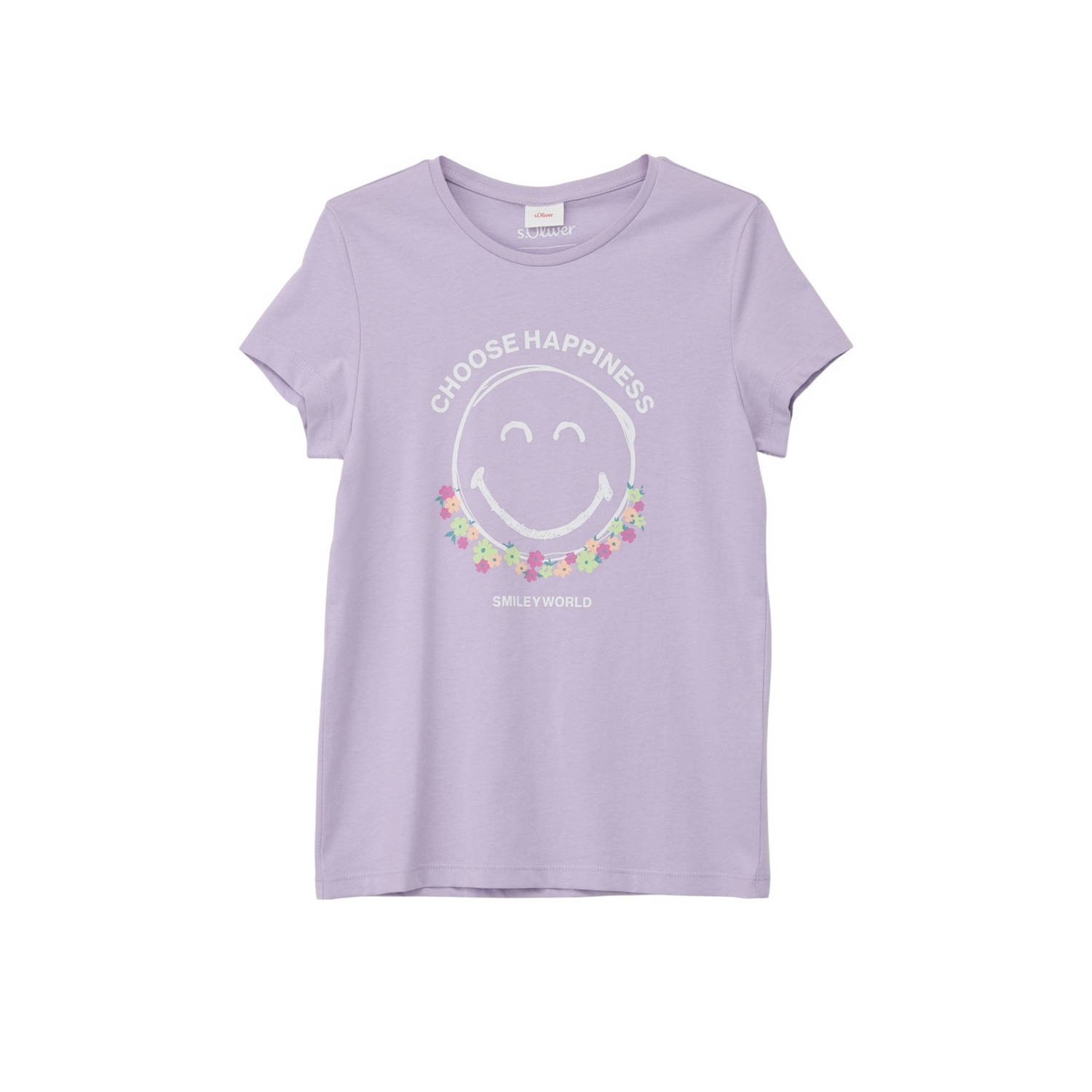 S.Oliver T-shirt met printopdruk lila Paars Meisjes Katoen Ronde hals Printopdruk 176