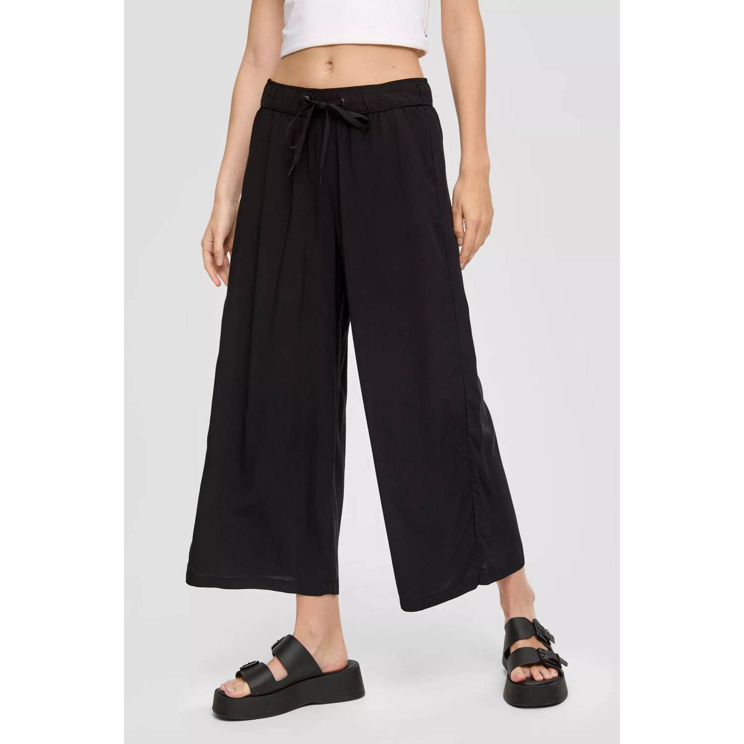 QS Flared stoffen broek met tunnelkoord model 'Culotte'