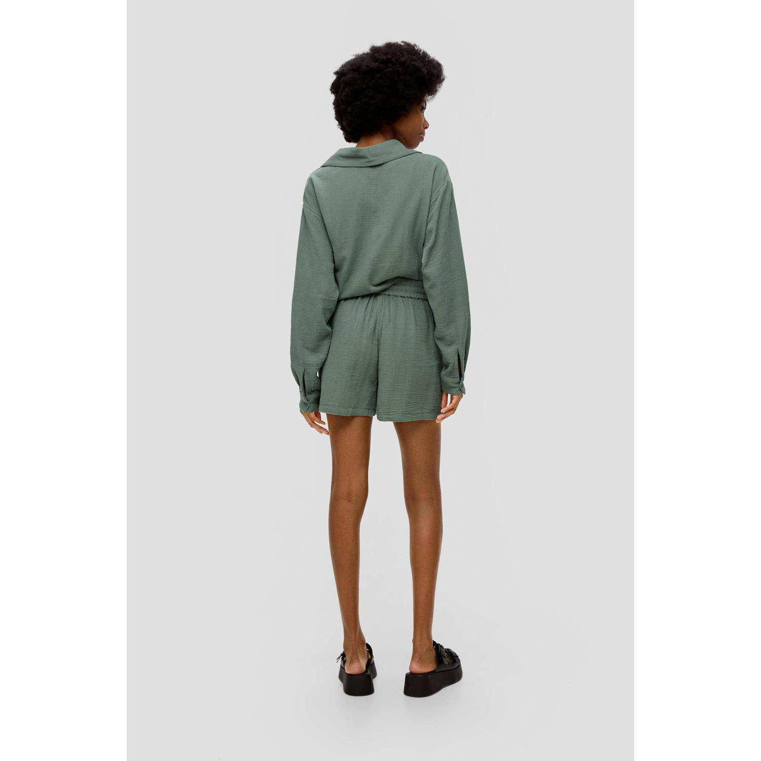 Q S by s.Oliver high waist loose fit short lichtkaki