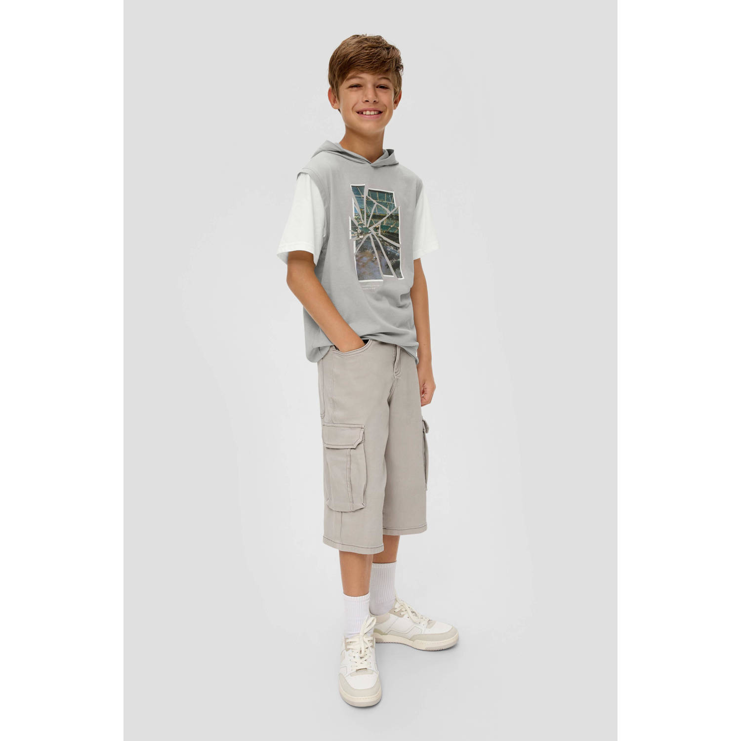s.Oliver T-shirt met printopdruk grijs