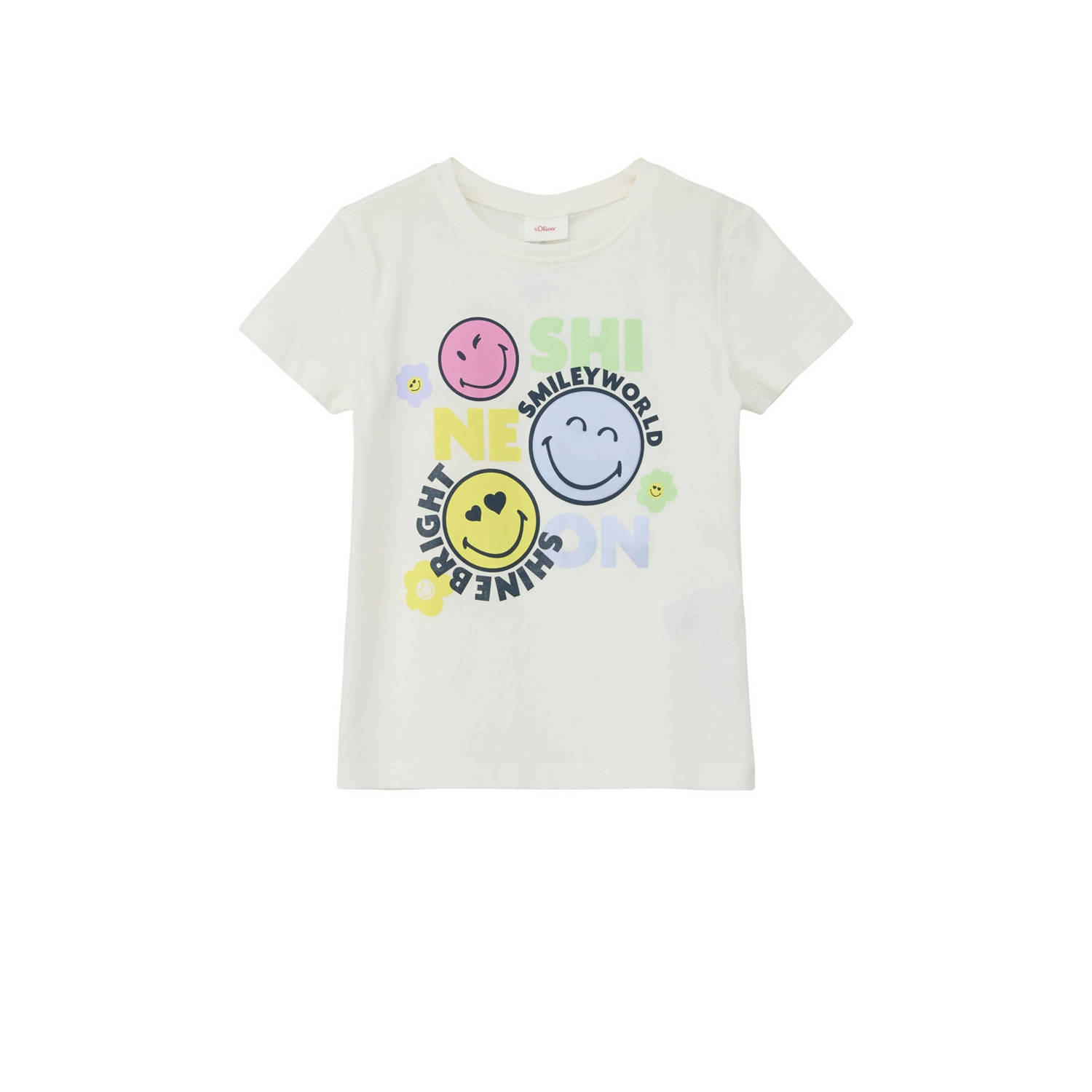 S.Oliver T-shirt met printopdruk wit Meisjes Katoen Ronde hals Printopdruk 104 110