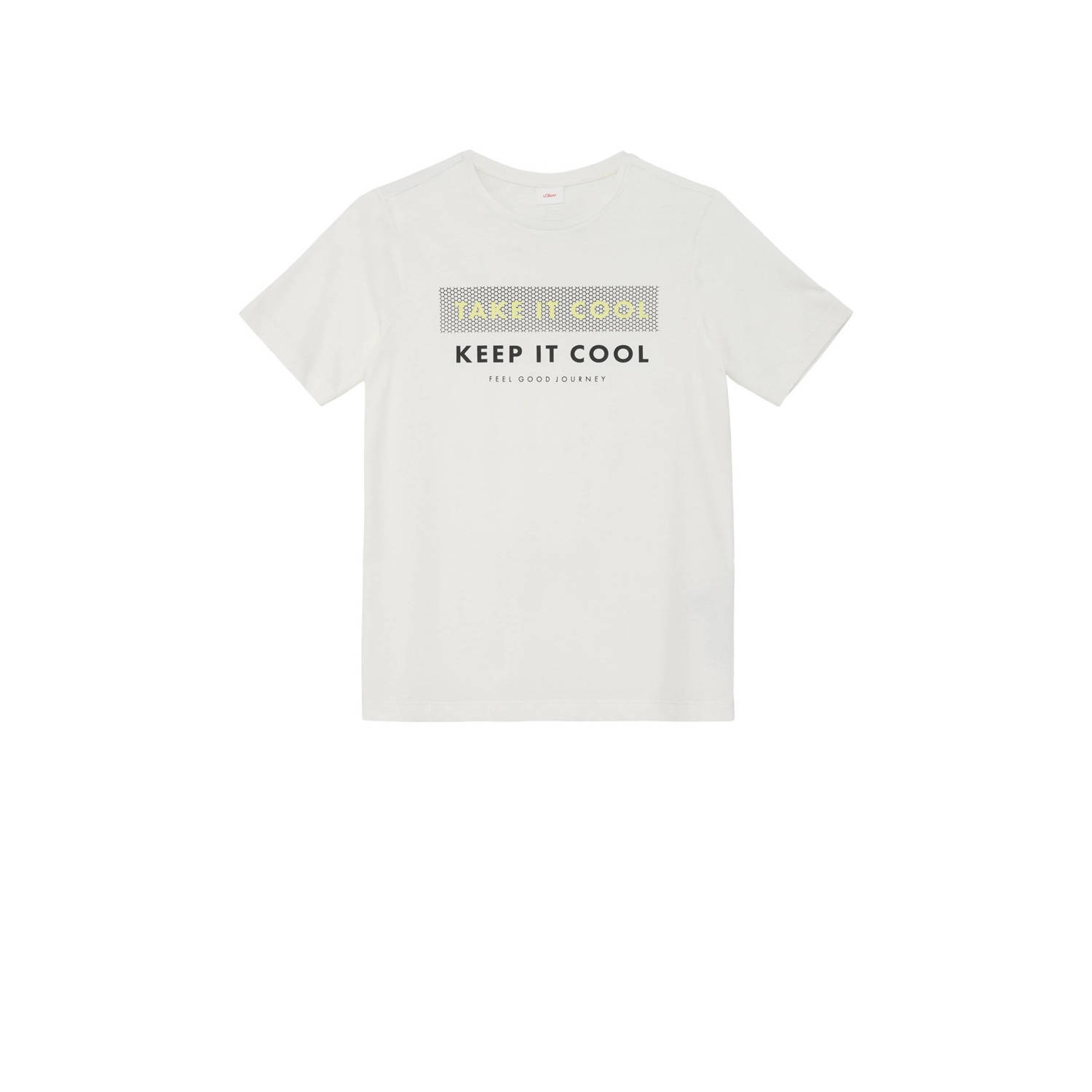 S.Oliver T-shirt met printopdruk wit Jongens Katoen Ronde hals Printopdruk 134 140