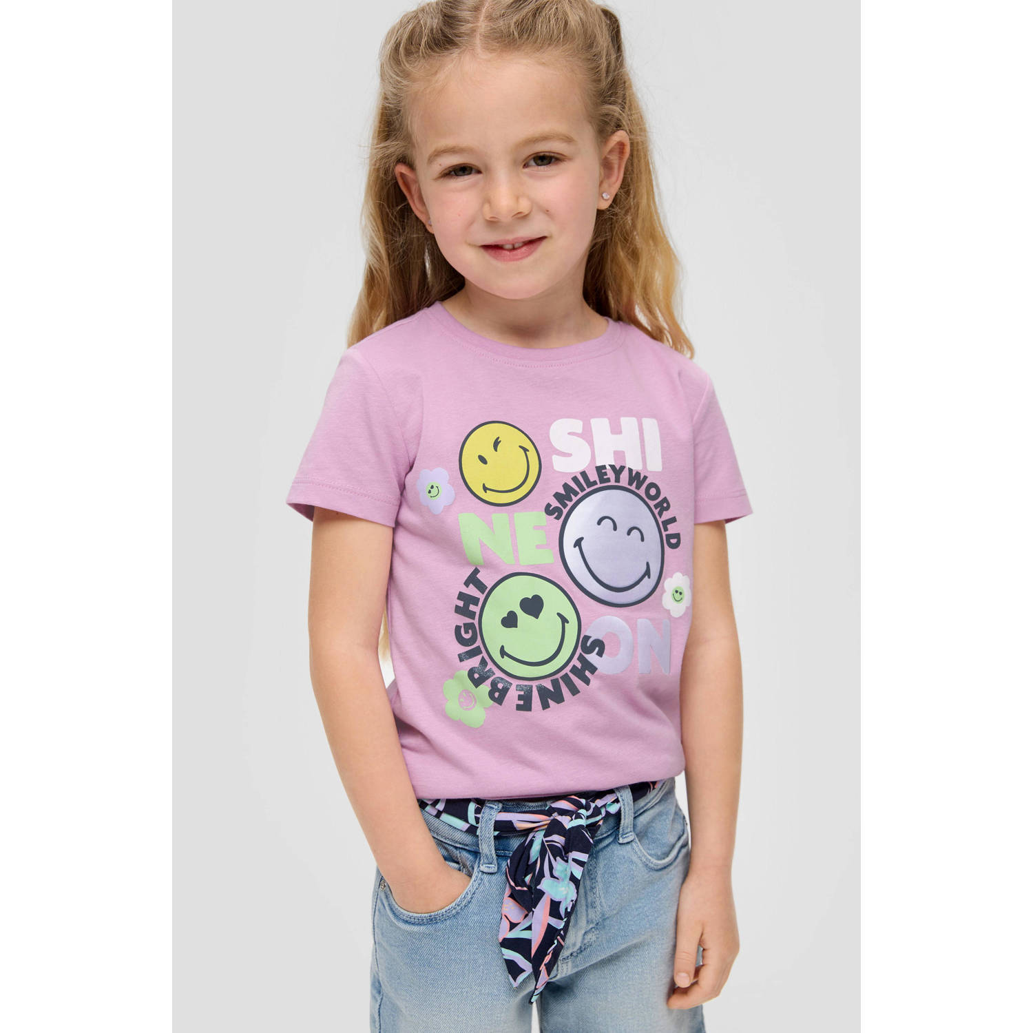 s.Oliver T-shirt met printopdruk roze