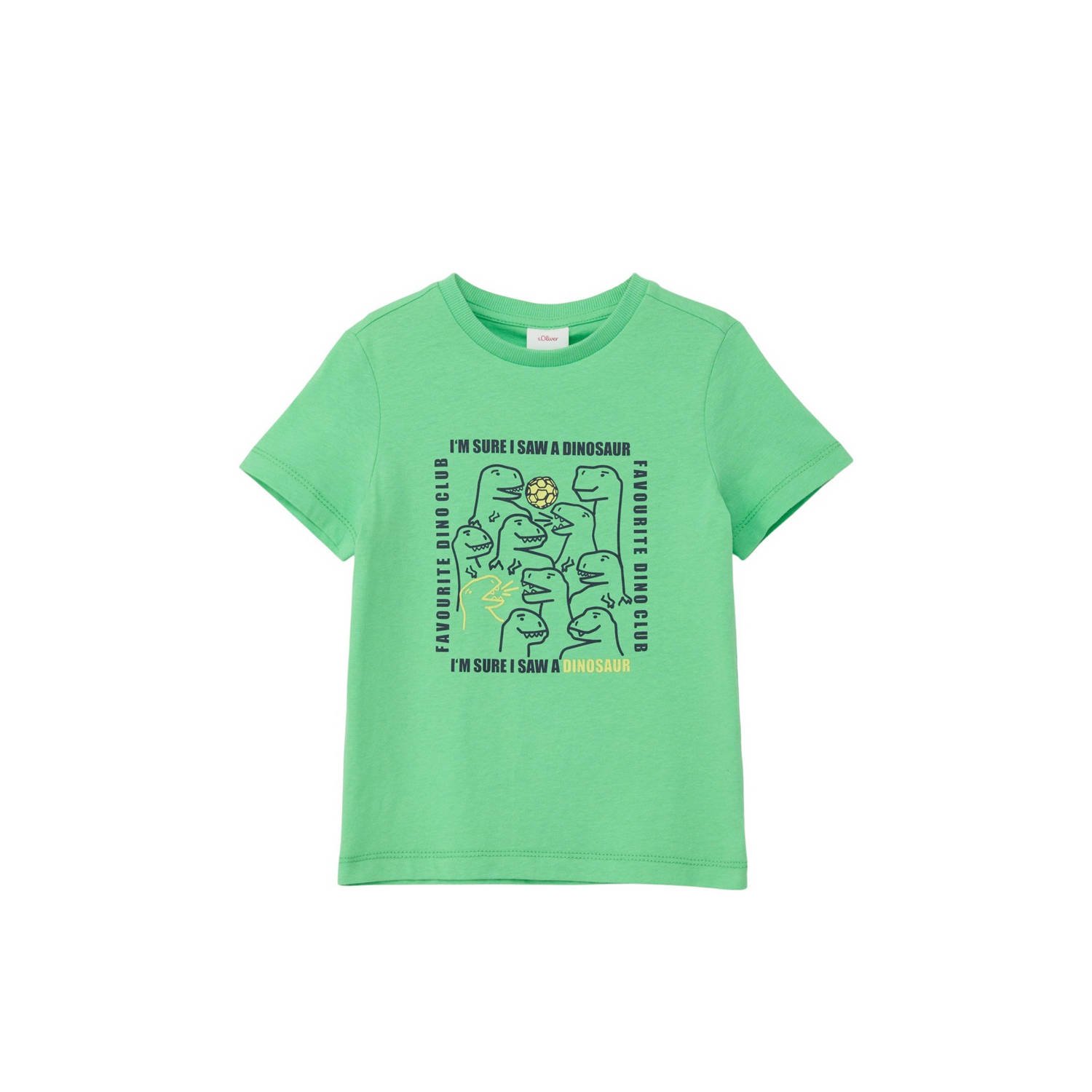 S.Oliver T-shirt met printopdruk groen Jongens Katoen Ronde hals Printopdruk 104 110