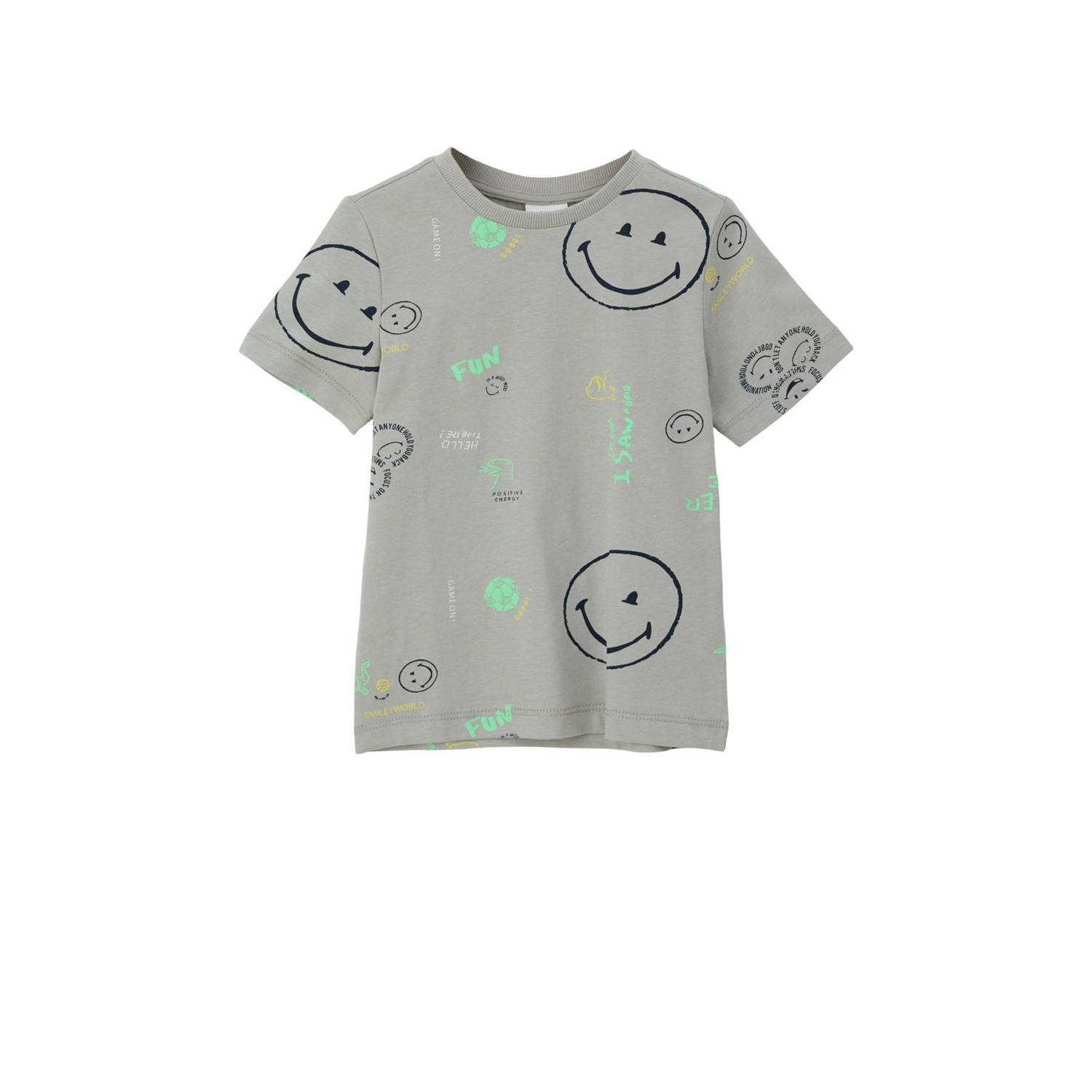 S.Oliver T-shirt met all over print lichtgrijs Jongens Katoen Ronde hals 104 110
