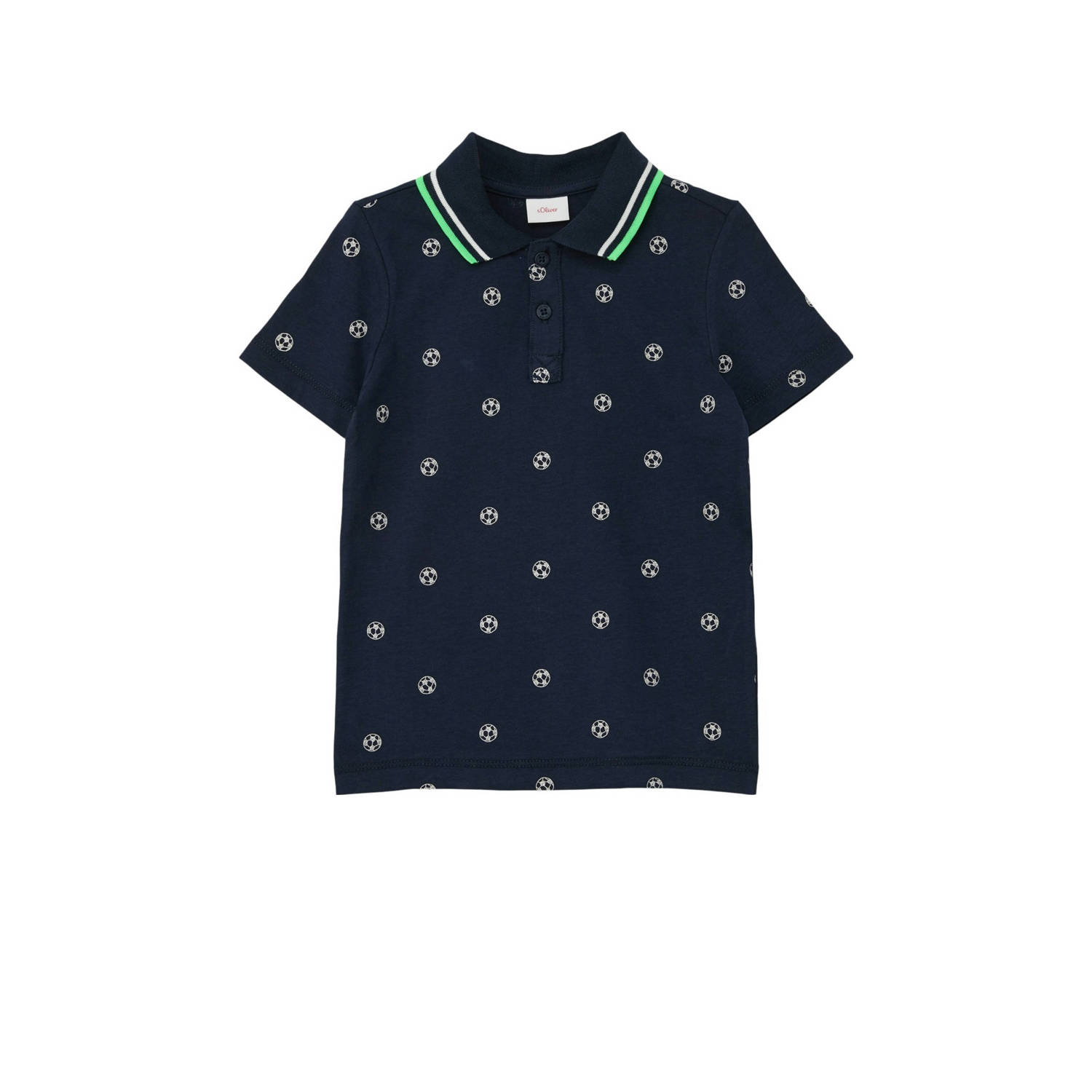 s.Oliver polo met all over print donkerblauw