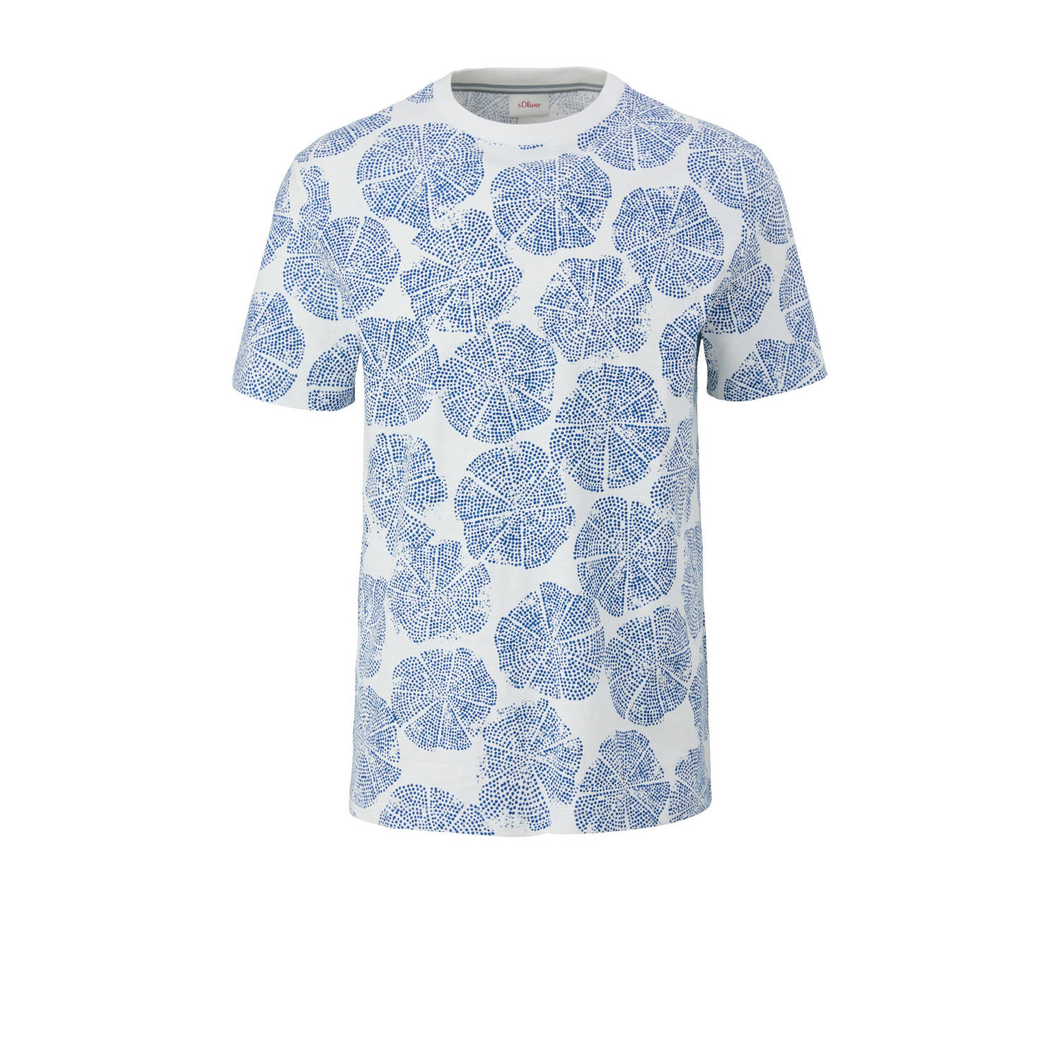 S.Oliver regular fit T-shirt met all over print lichtblauw