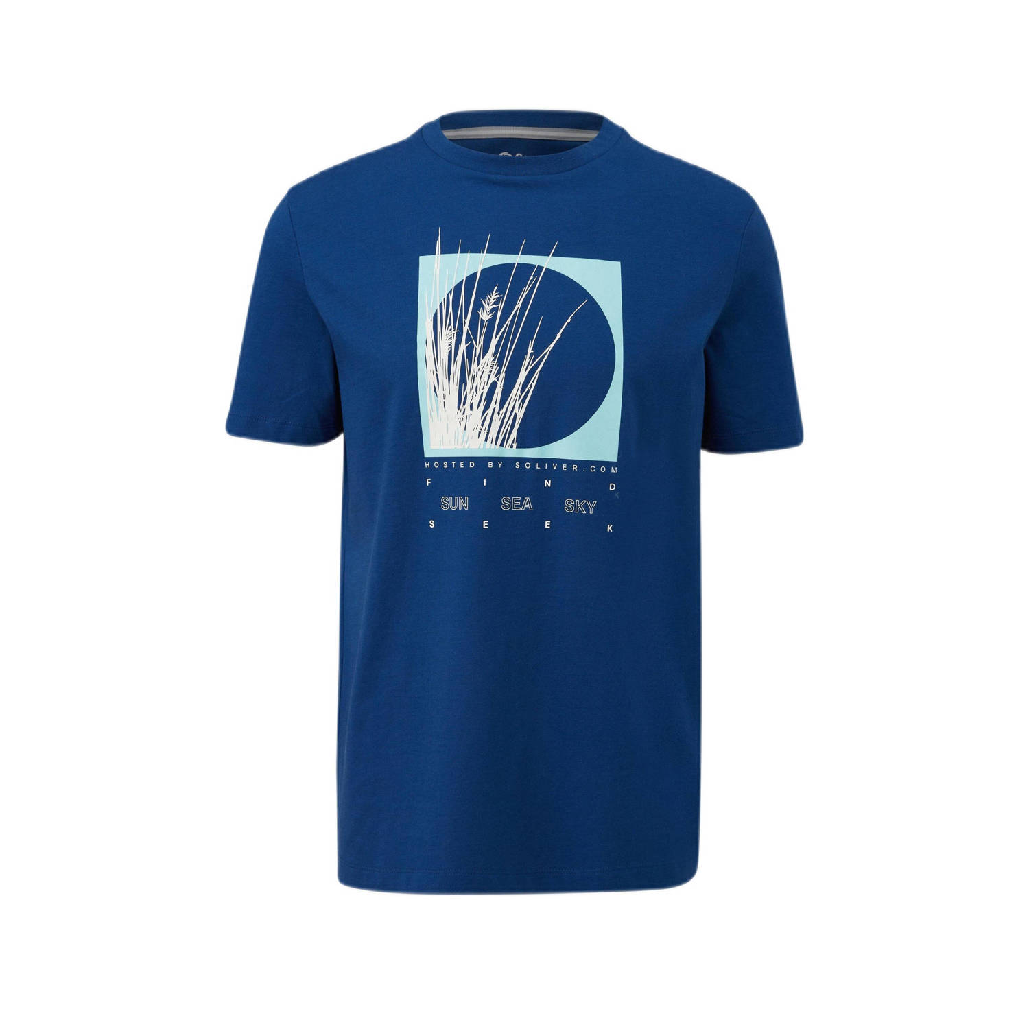 S.Oliver regular fit T-shirt met printopdruk blauw