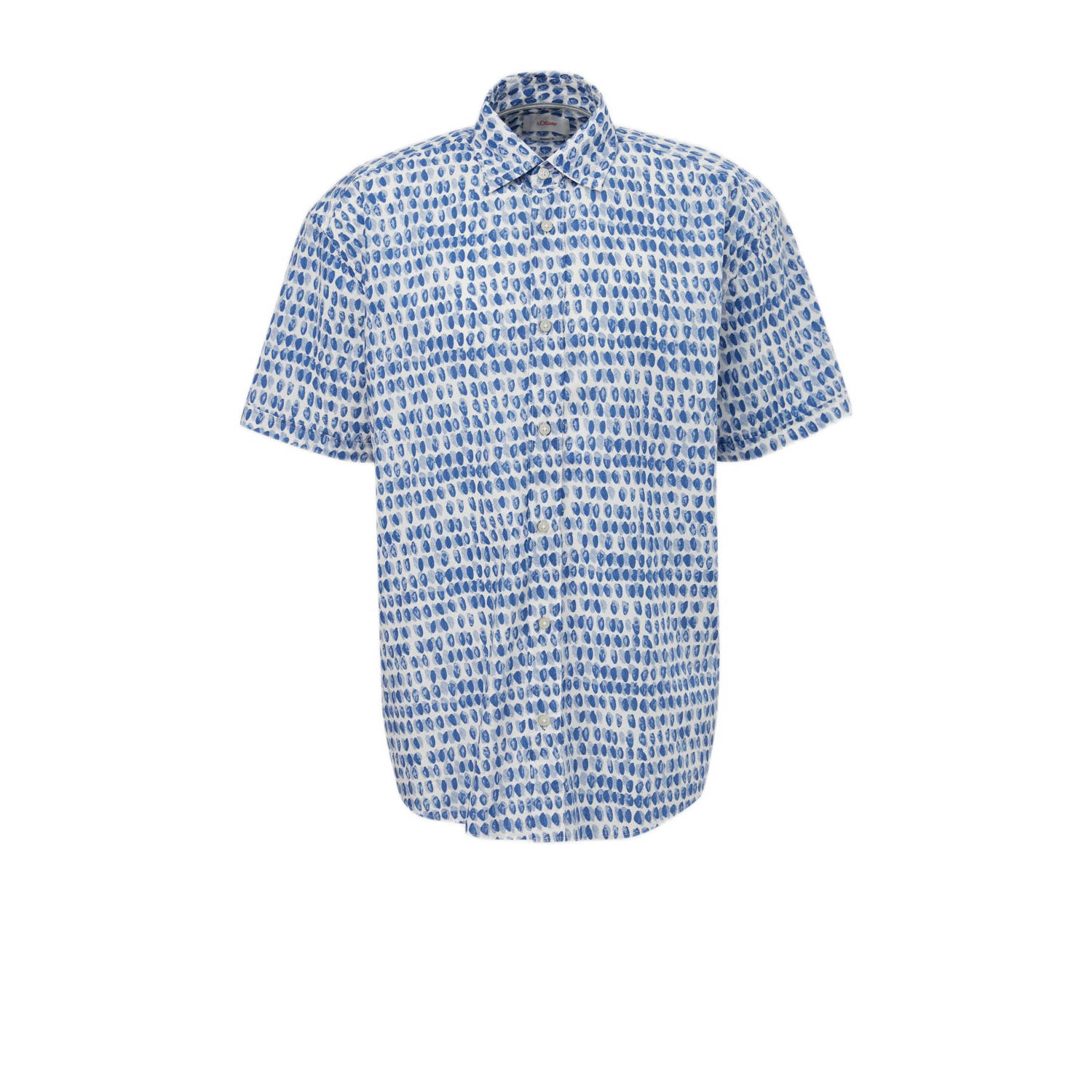 s.Oliver regular fit overhemd met all over print blauw
