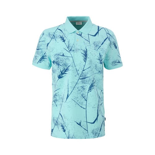 s.Oliver polo met all over print lichtblauw