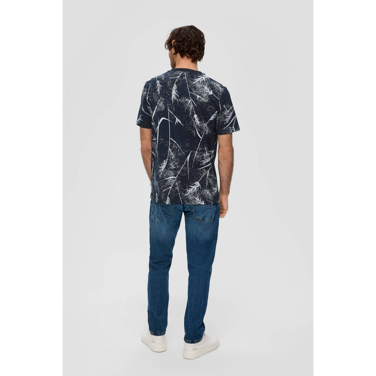 s.Oliver T-shirt met all over print marine
