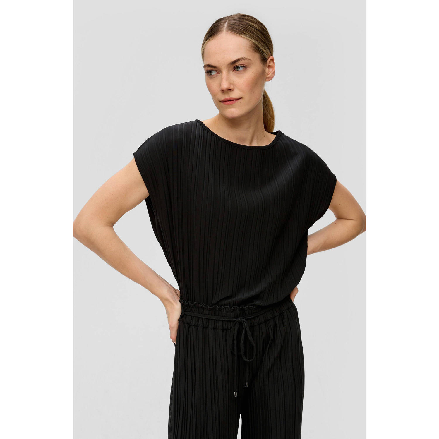S.Oliver BLACK LABEL Shirt met ronde hals met plisséplooien
