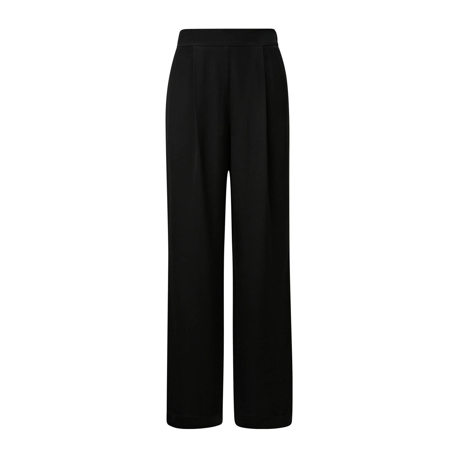 S.Oliver BLACK LABEL satijnen high waist wide leg pantalon zwart