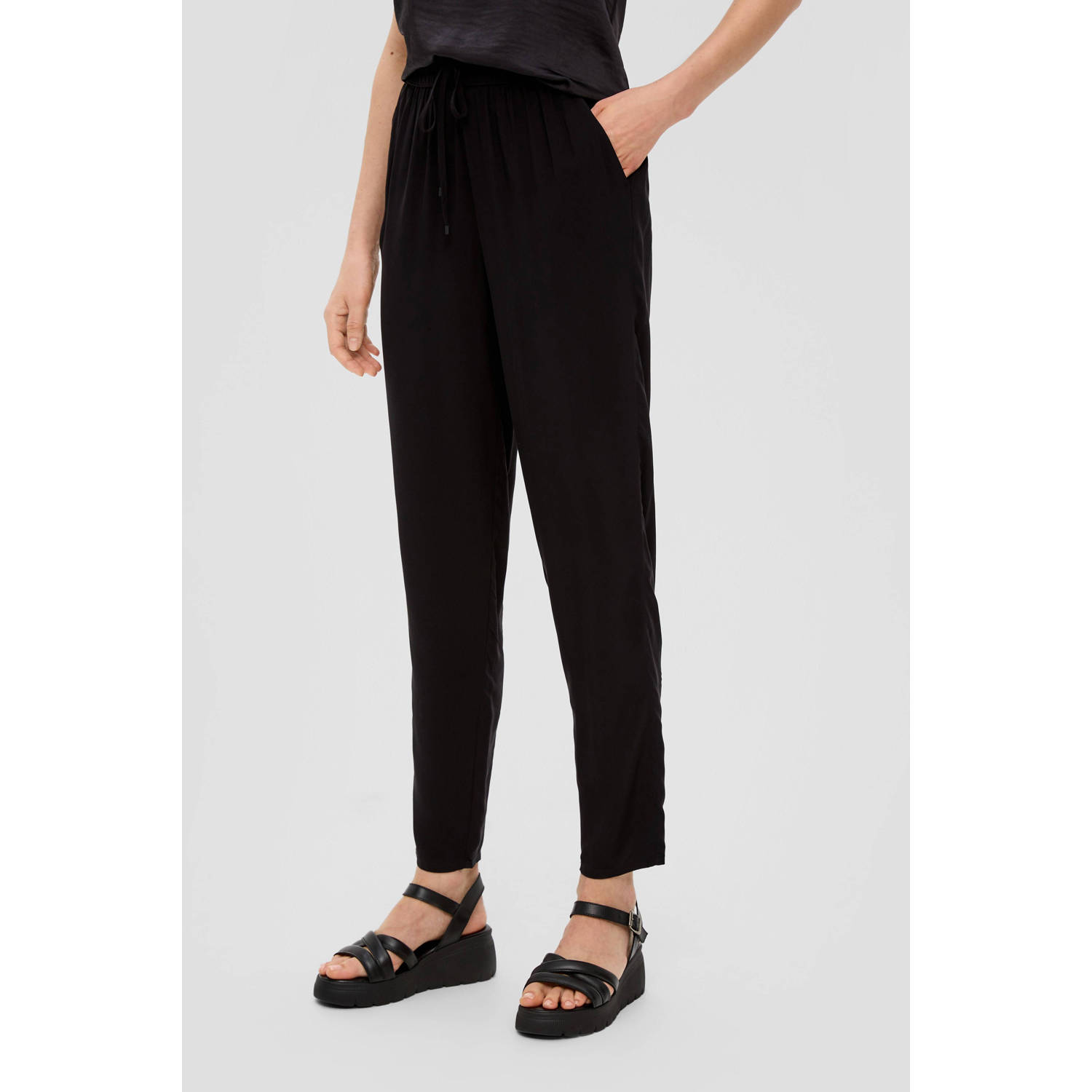 s.Oliver tapered fit broek zwart