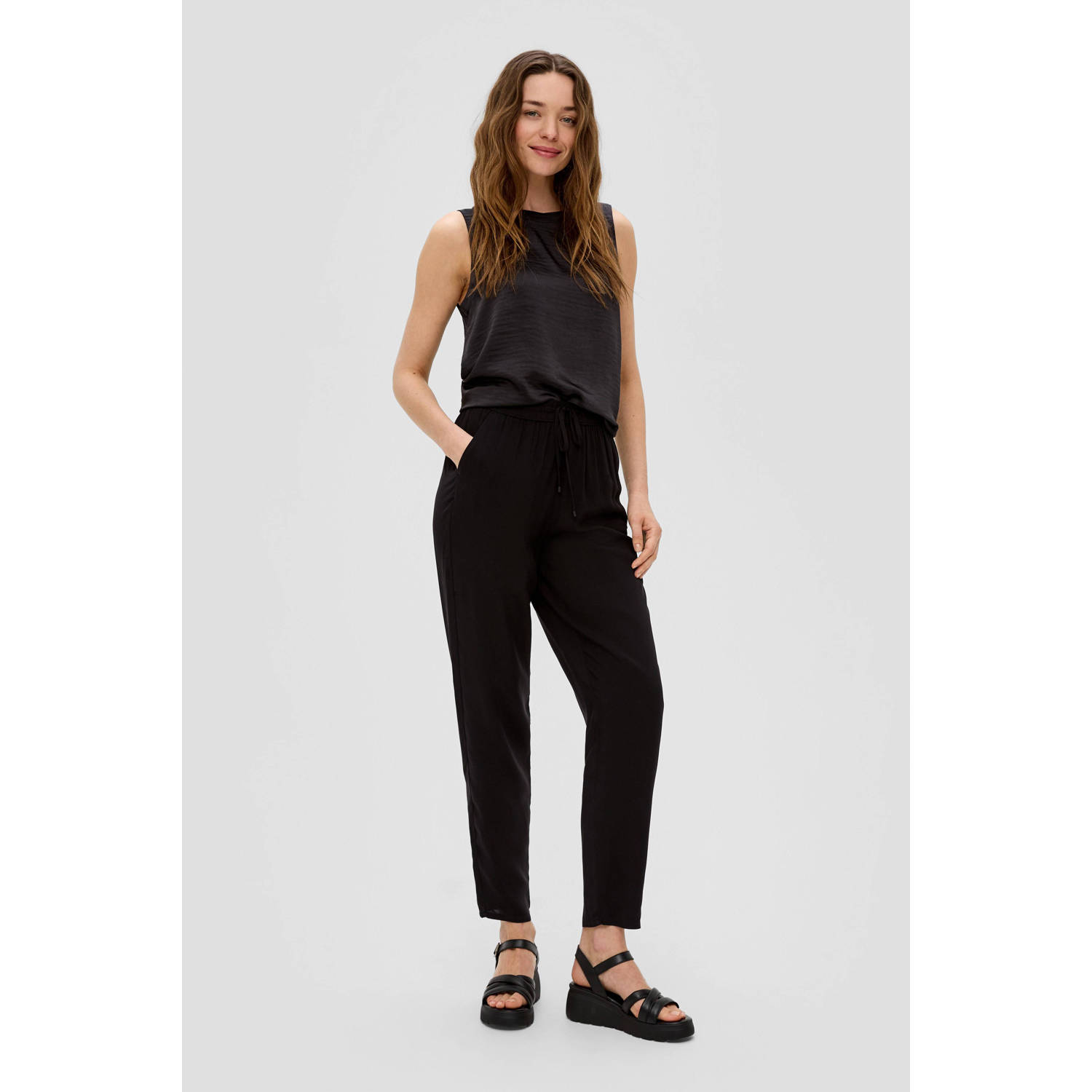 s.Oliver tapered fit broek zwart