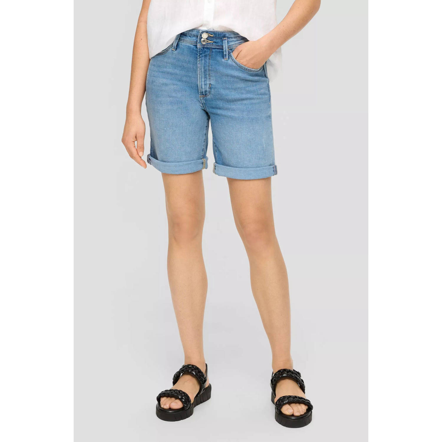 S.Oliver RED LABEL Korte regular fit jeans met riemlussen
