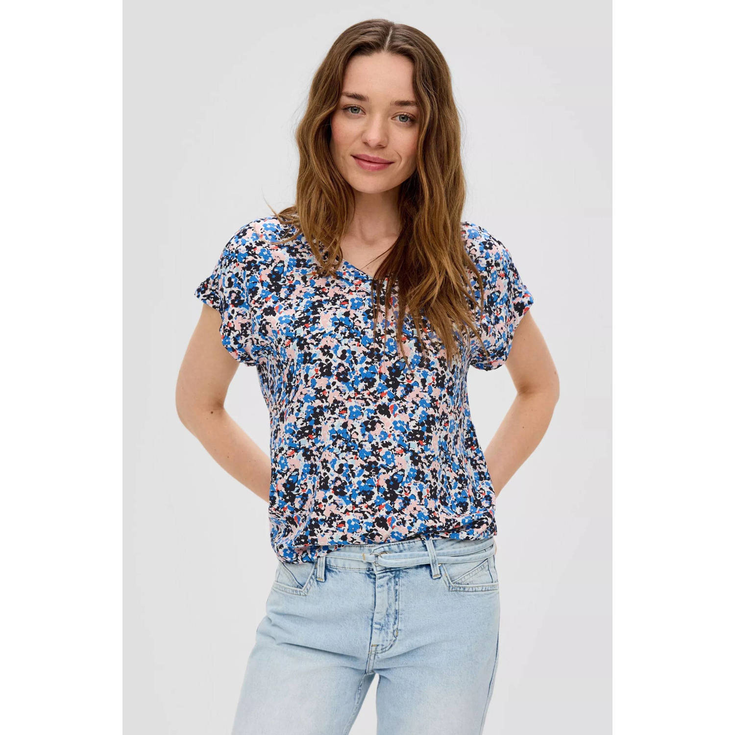 s.Oliver top met all over print met open rug multi