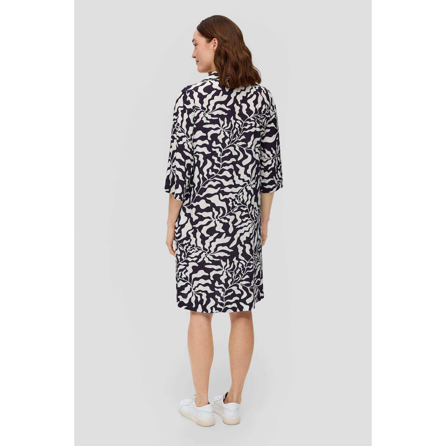 s.Oliver jurk met all over print donkerblauw ecru