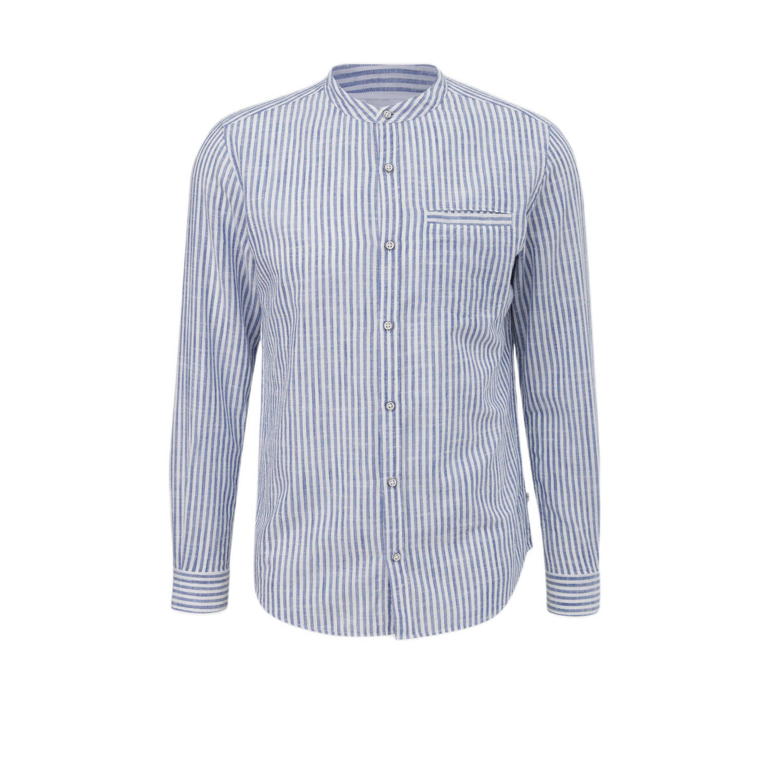 Q S by s.Oliver gestreept slim fit overhemd blauw