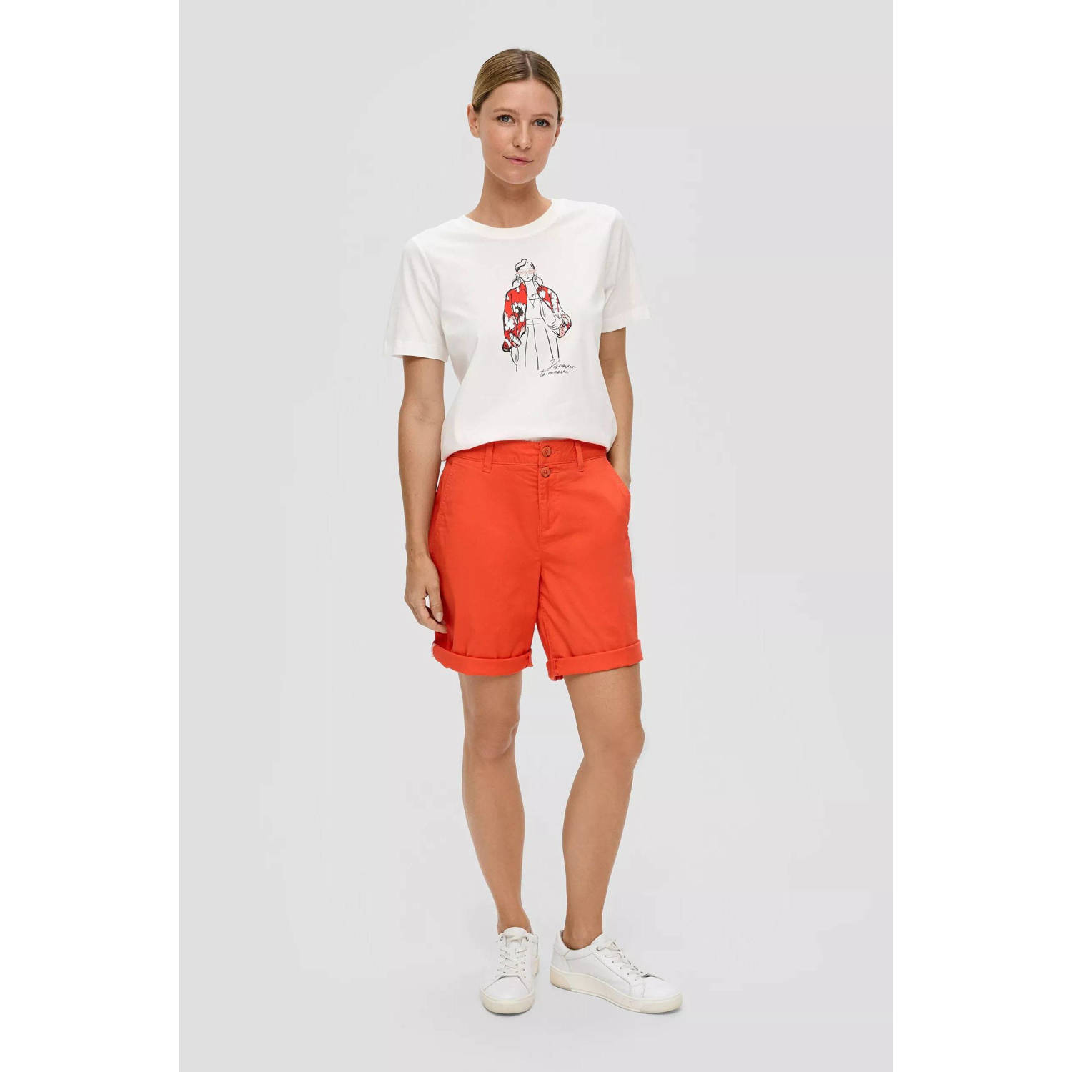 s.Oliver relaxed short oranje rood