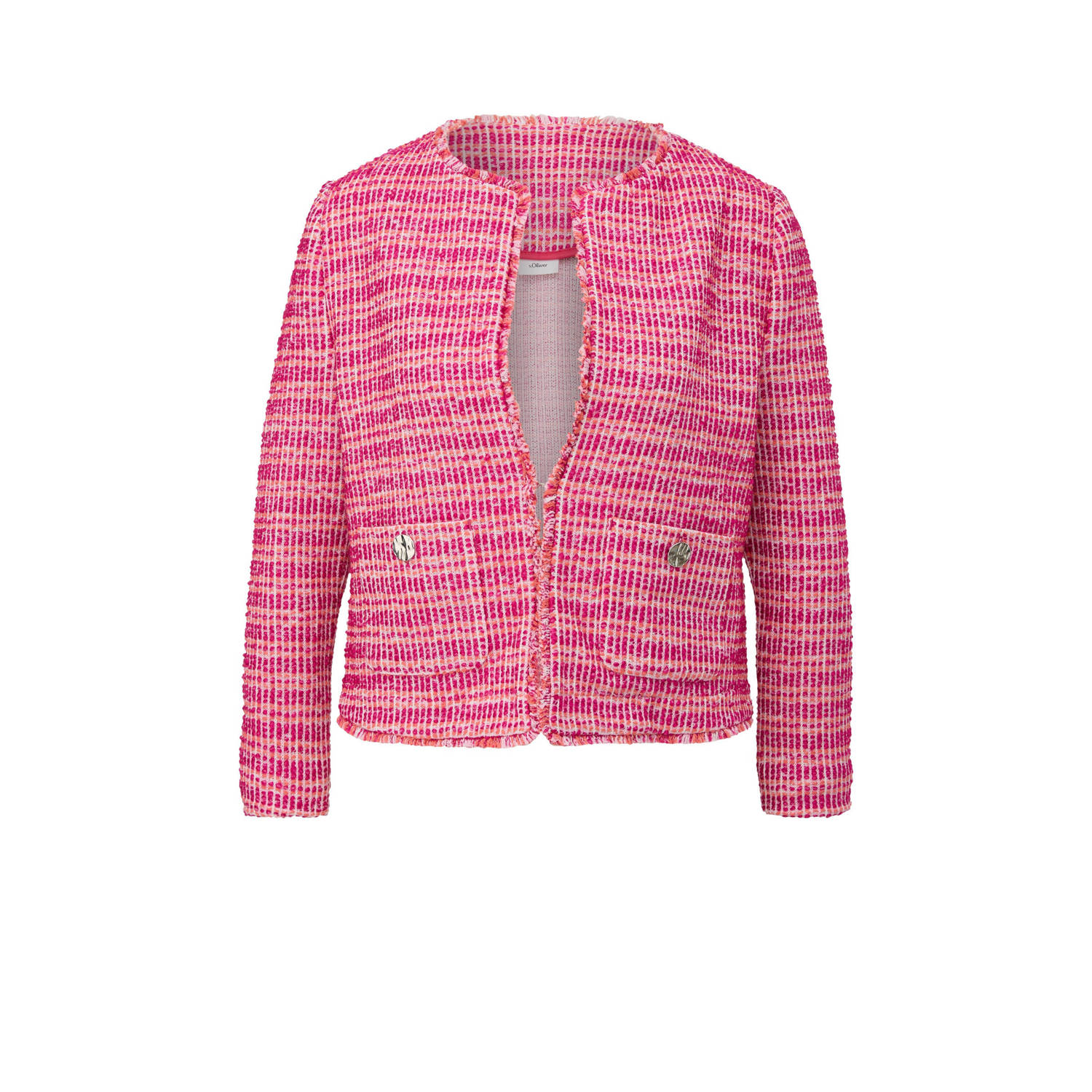 S.Oliver BLACK LABEL gestreepte tweed jasje roze