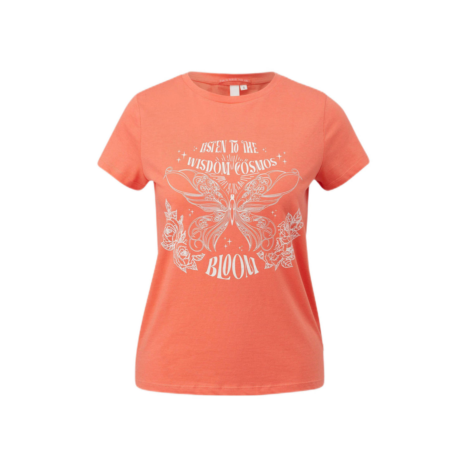 Q S by s.Oliver T-shirt met printopdruk oranje