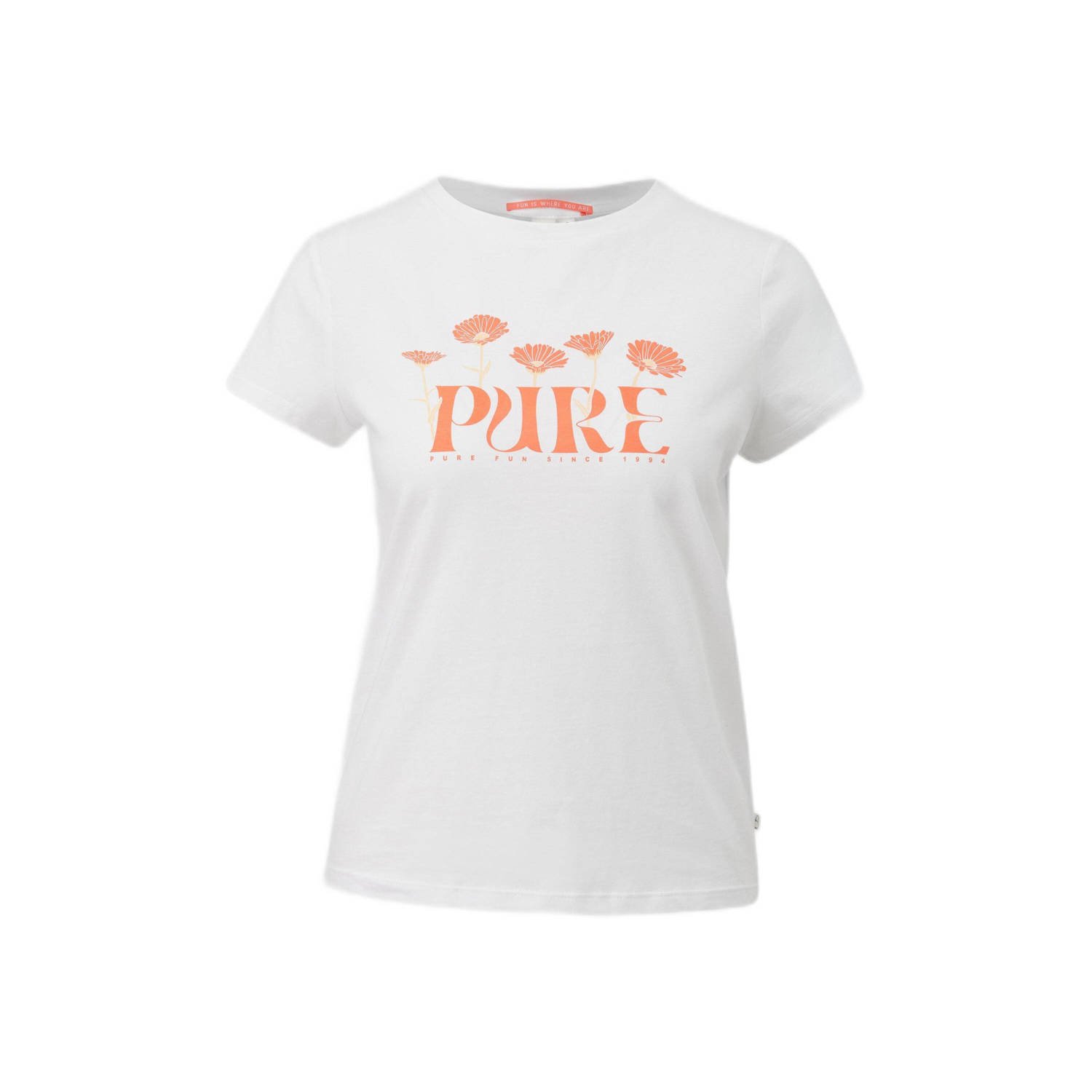 Q S by s.Oliver T-shirt met printopdruk wit oranje