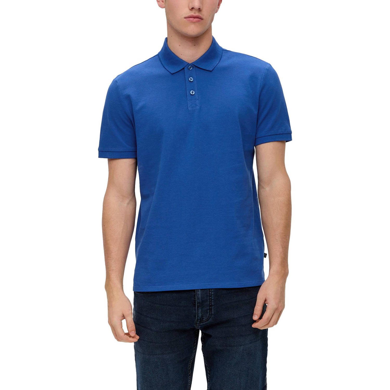 Q S by s.Oliver regular fit polo blauw