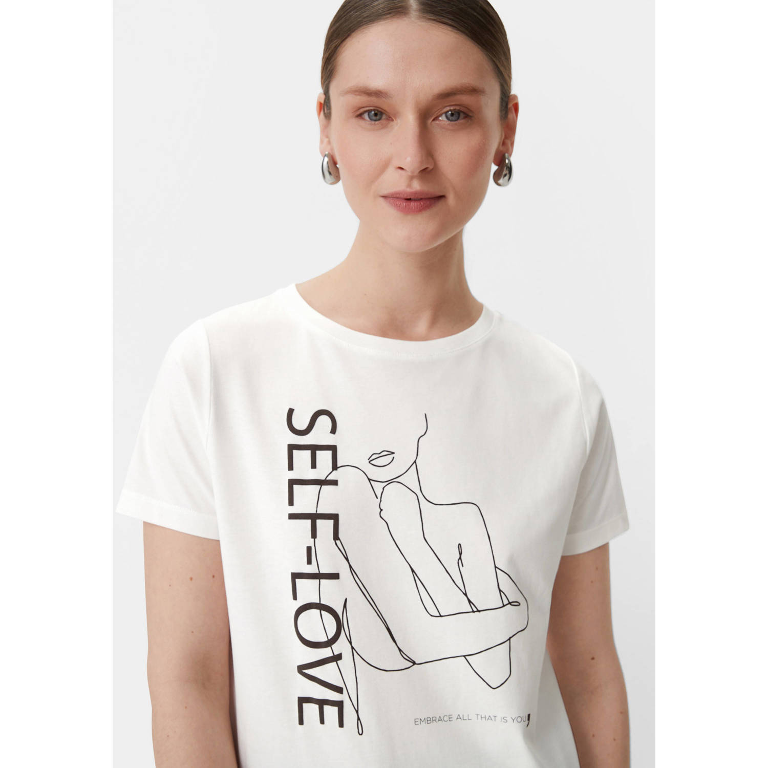 comma T-shirt met tekst wit zwart