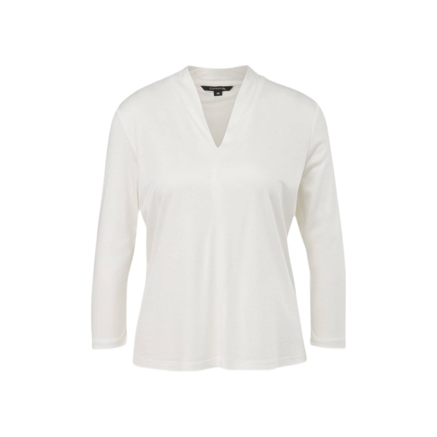 Comma Shirt met lange mouwen met v-hals en in zijdeachtige viscosekwaliteit