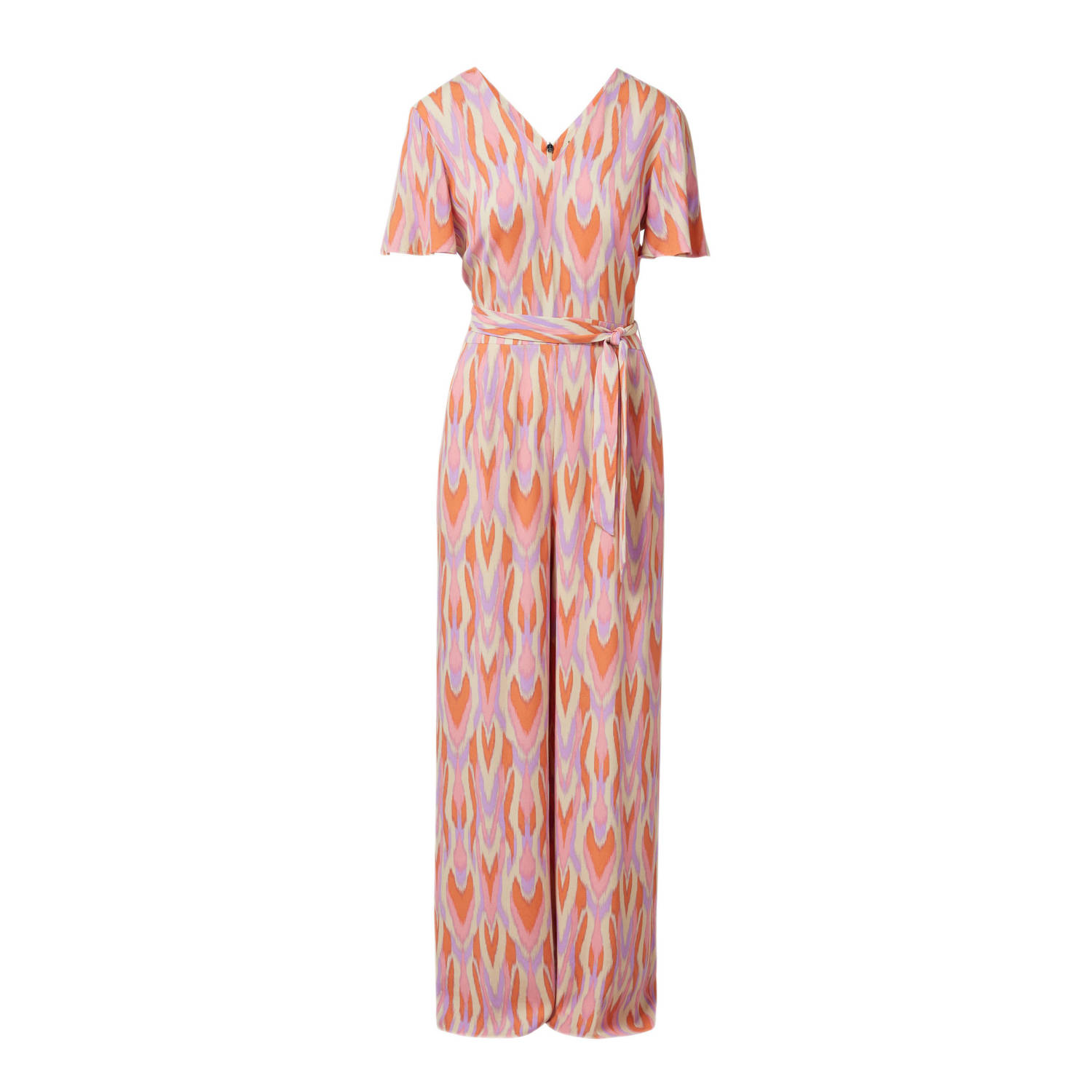 comma jumpsuit met all over print wit oranje lila