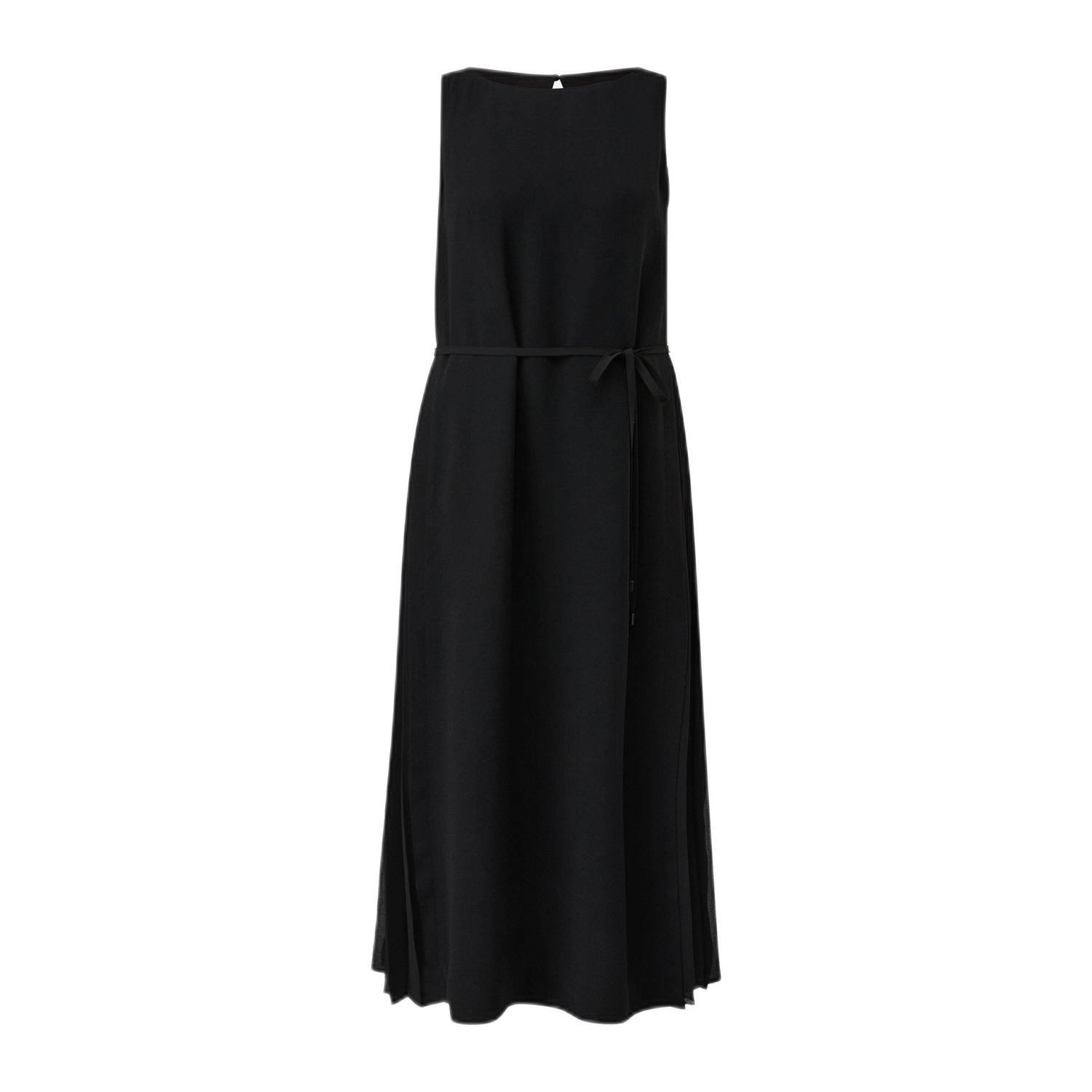 Comma Mouwloze Midi Jurk van Crêpe Black Dames