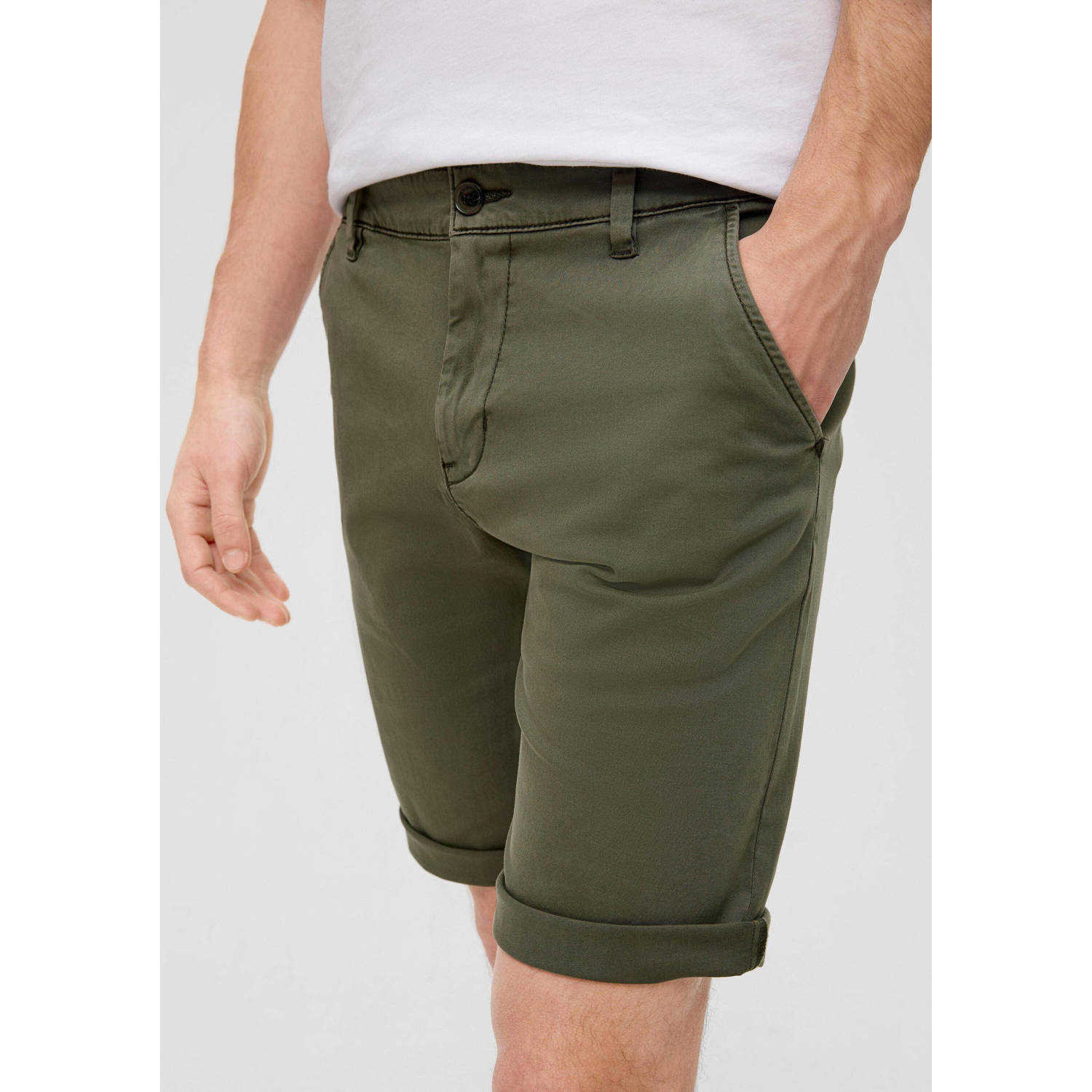 Q S by s.Oliver slim fit short donkergroen