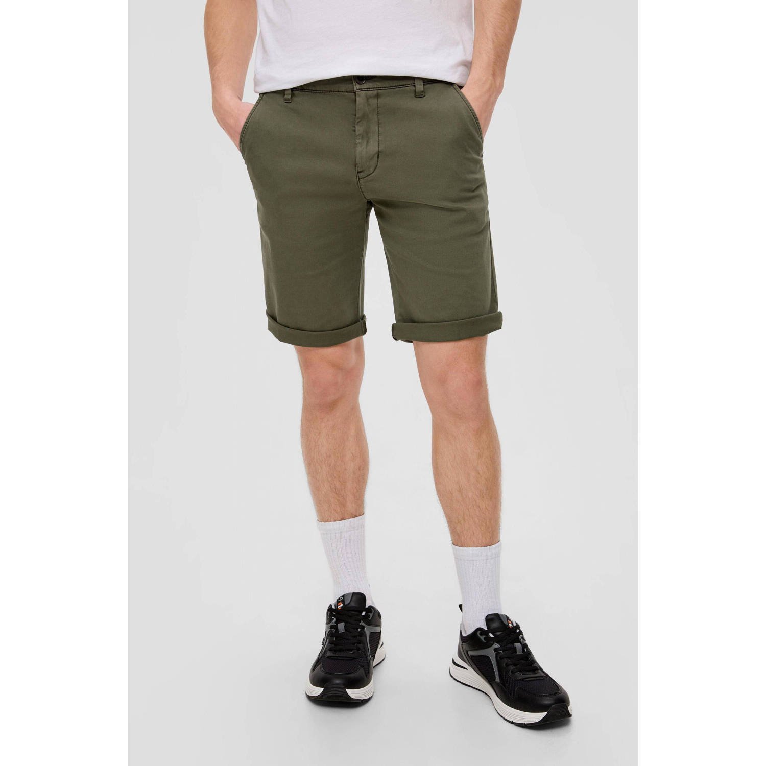 Q S by s.Oliver slim fit short donkergroen