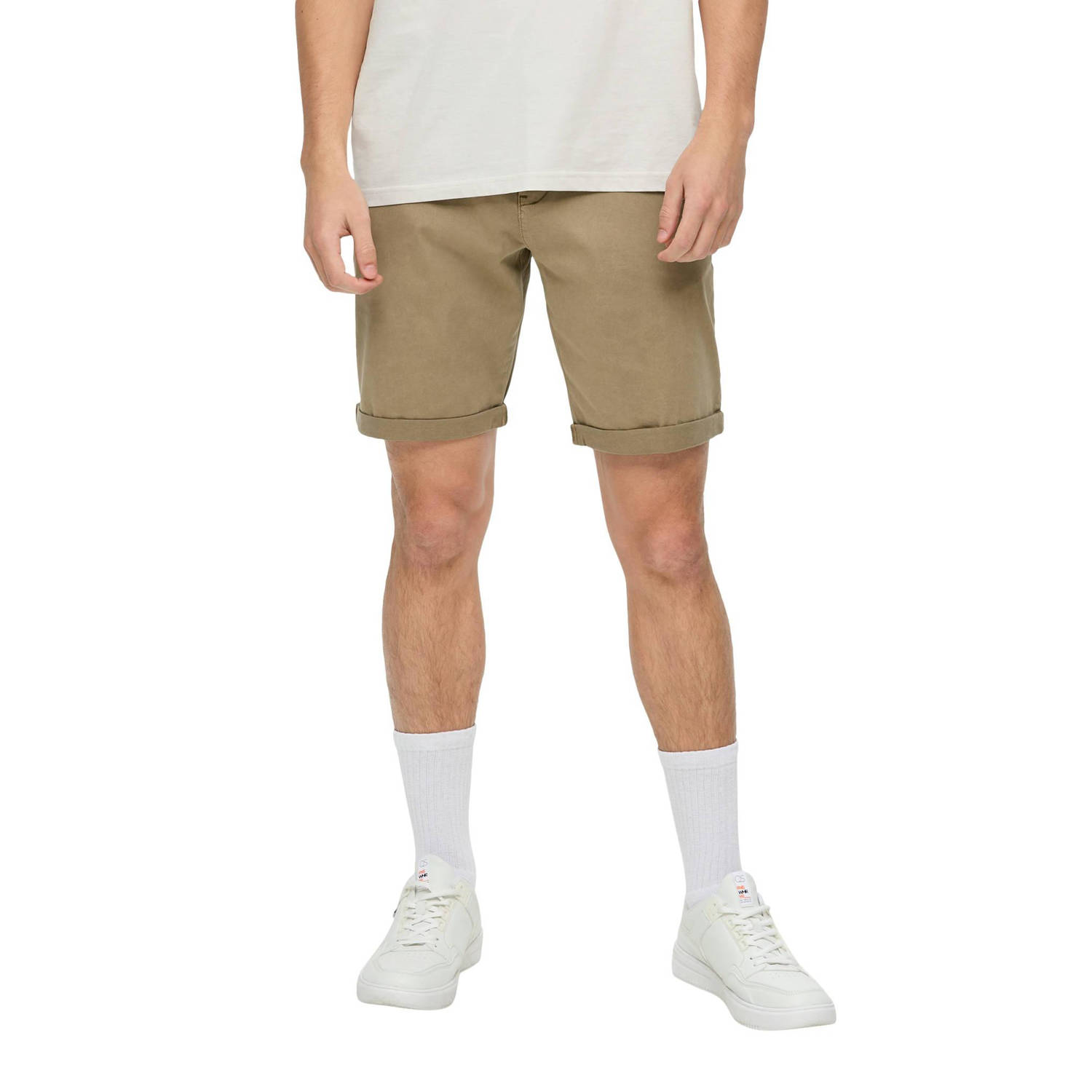 Q S by s.Oliver slim fit short lichtbruin