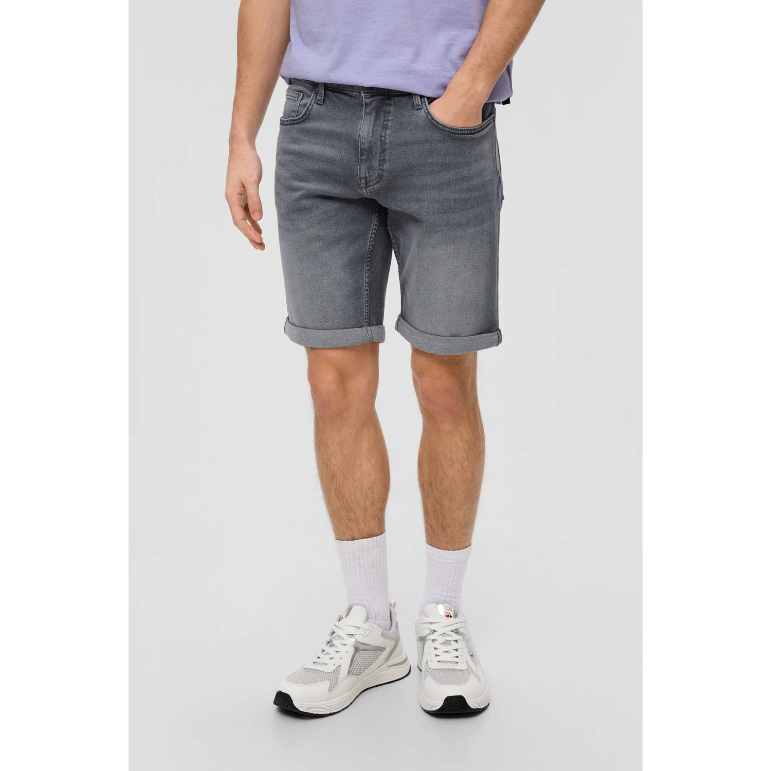 Q S by s.Oliver regular fit short grijs