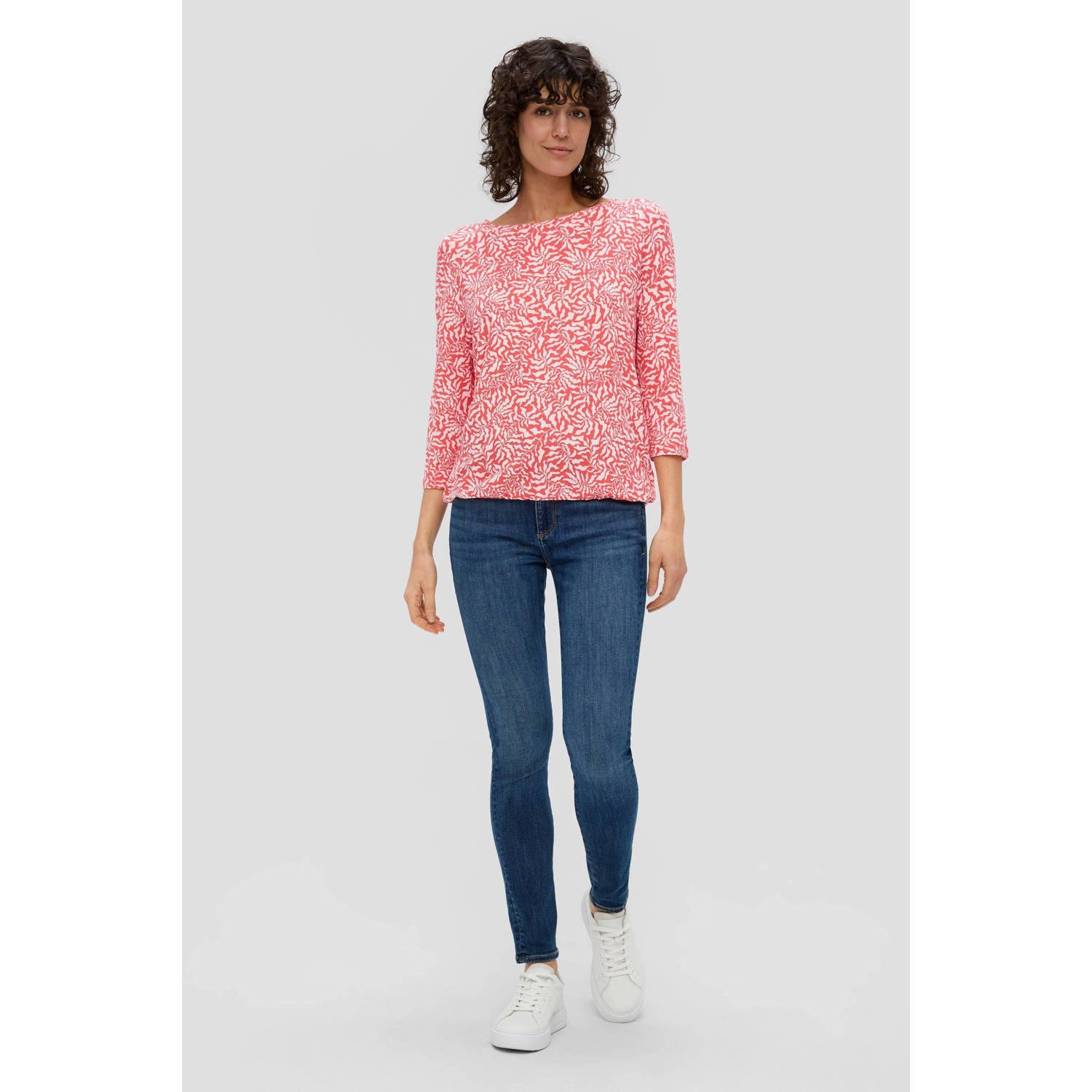 s.Oliver top met all over print rood