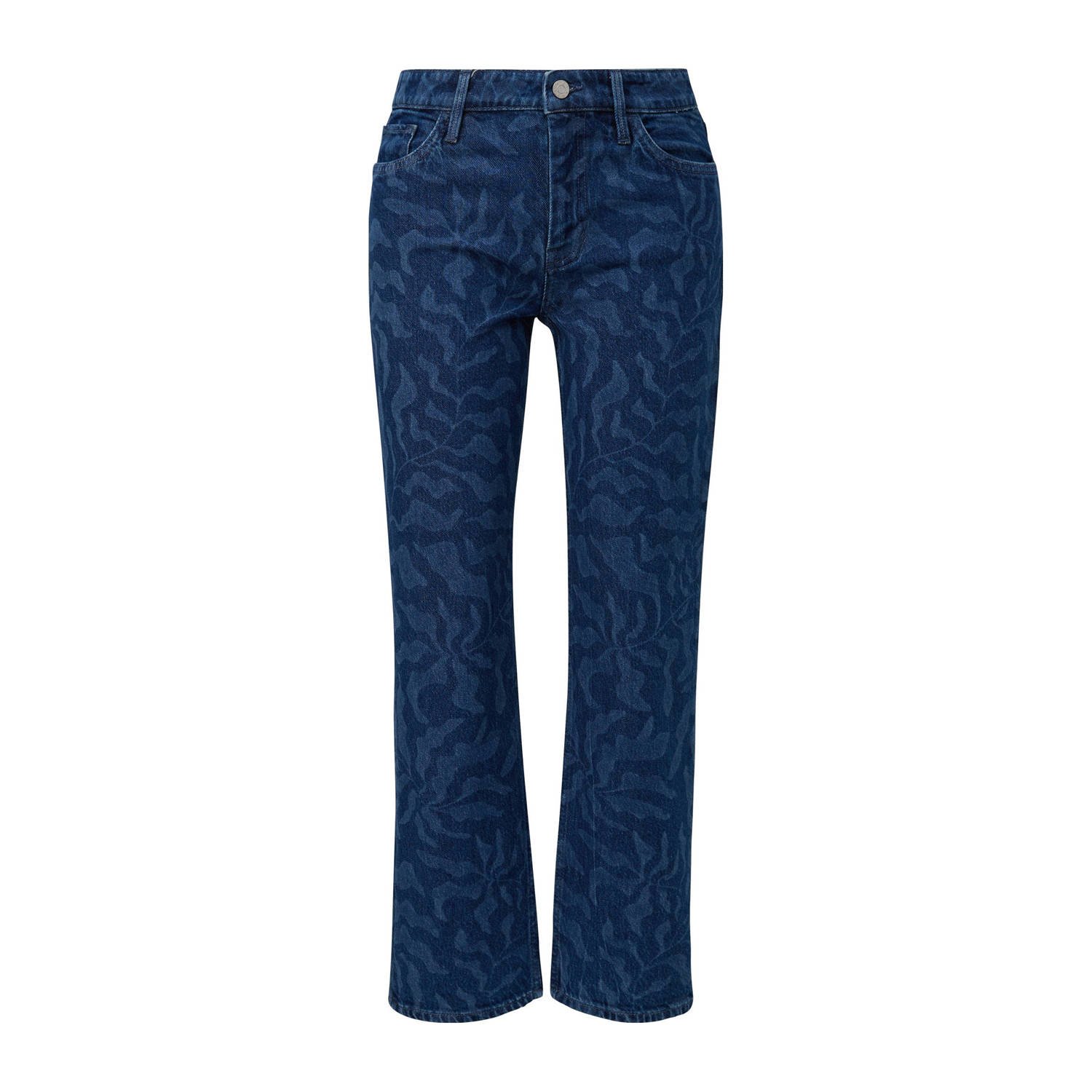 s.Oliver cropped regular jeans met all over print dark blue