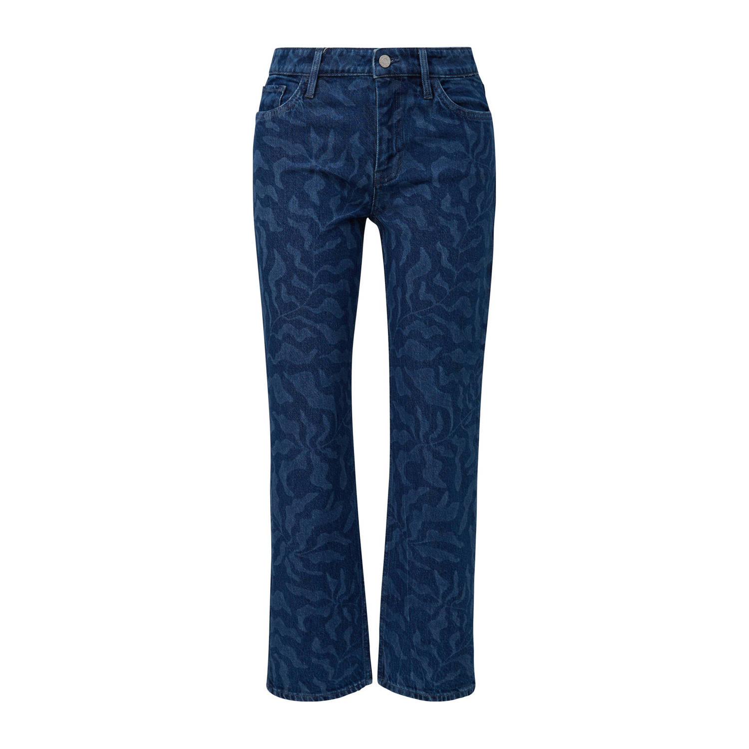 S.Oliver cropped regular jeans met all over print dark blue