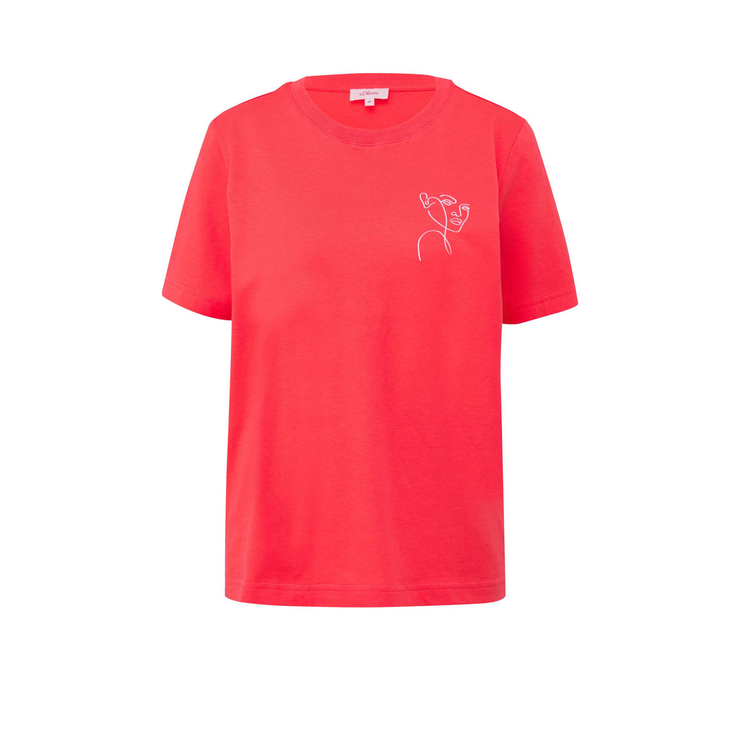 S.Oliver T-shirt met printopdruk koraalrood oranje