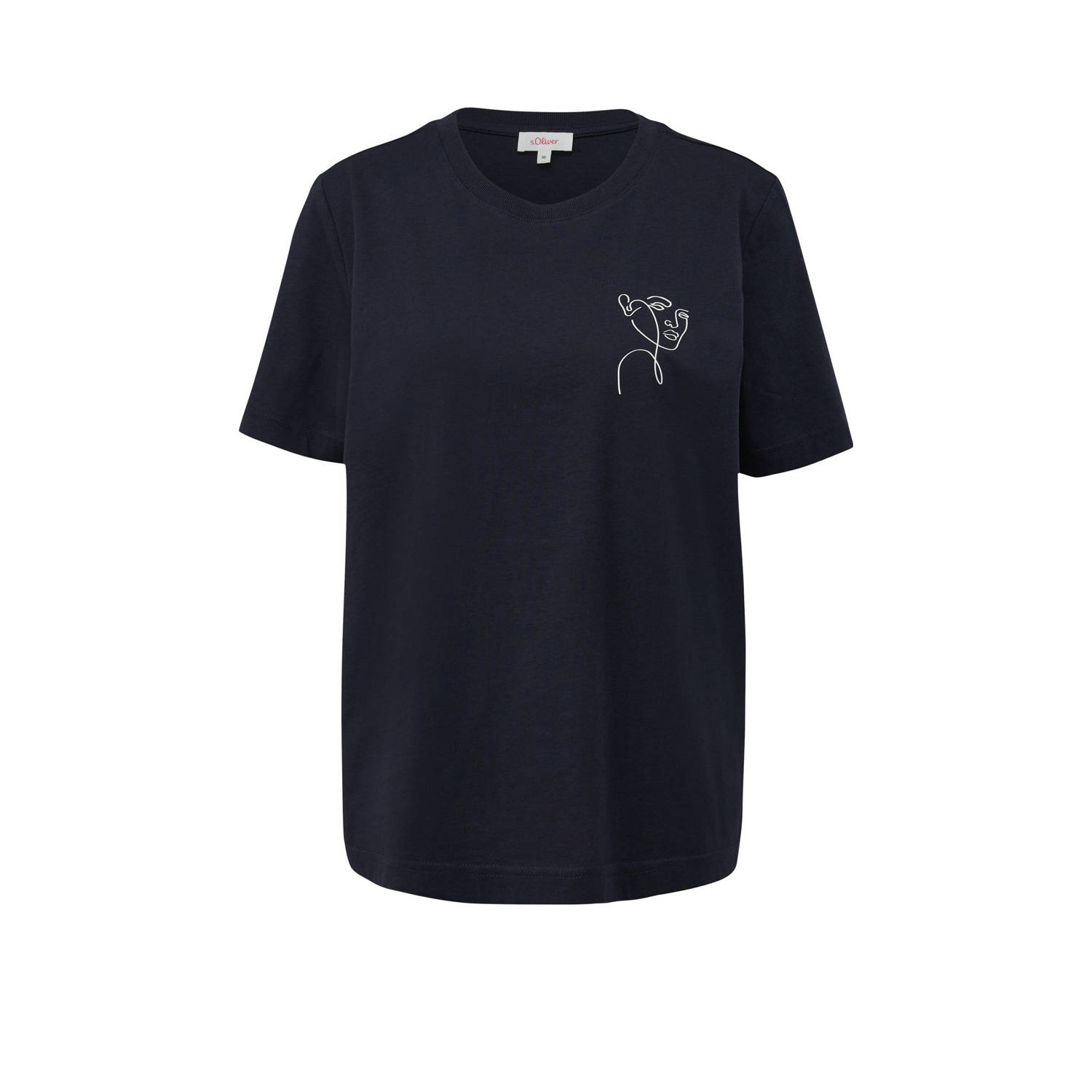 S.Oliver T-shirt met printopdruk marine wit