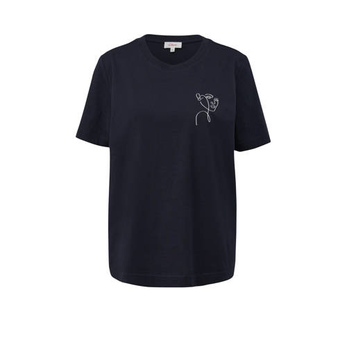s.Oliver T-shirt met printopdruk marine/wit
