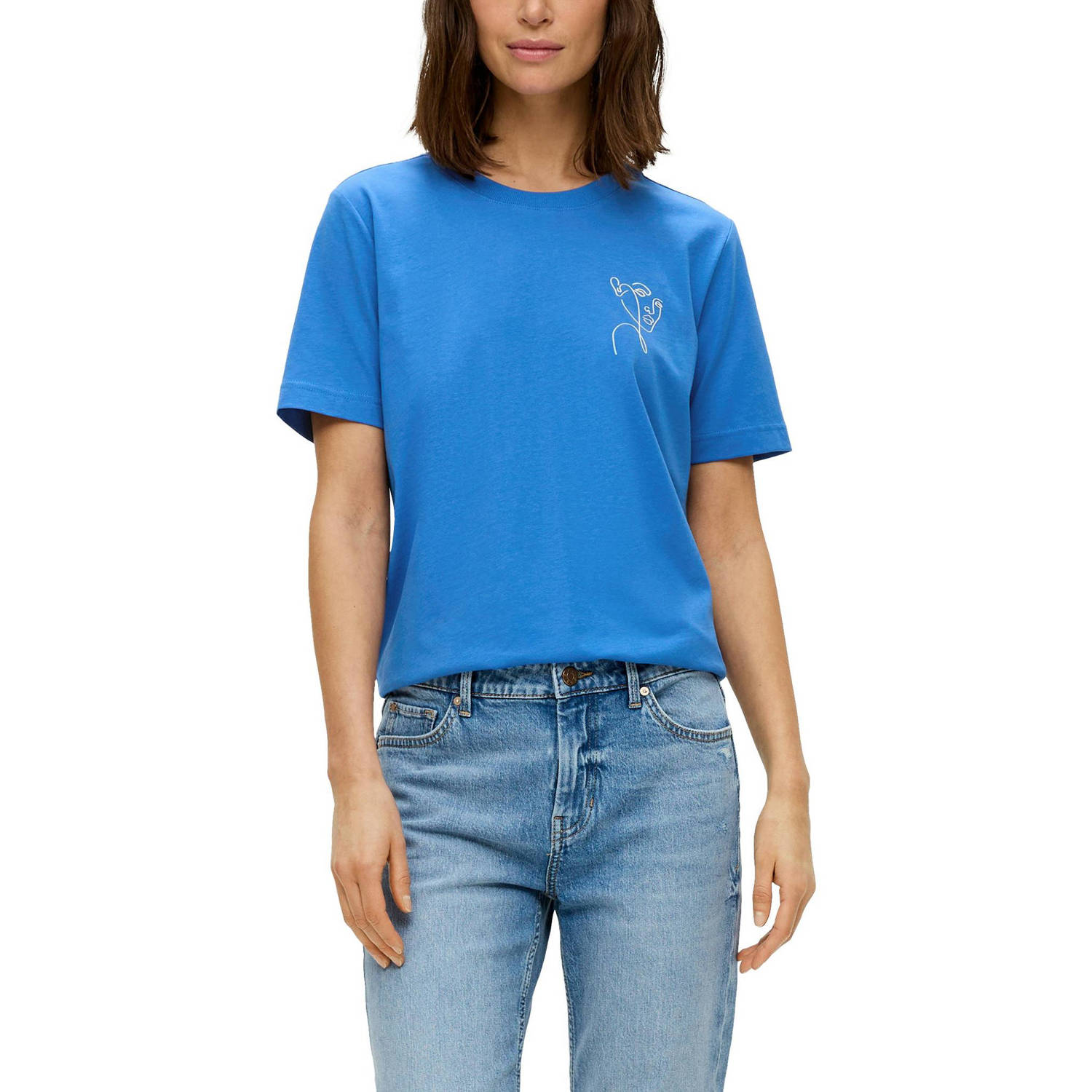 s.Oliver T-shirt met printopdruk blauw wit