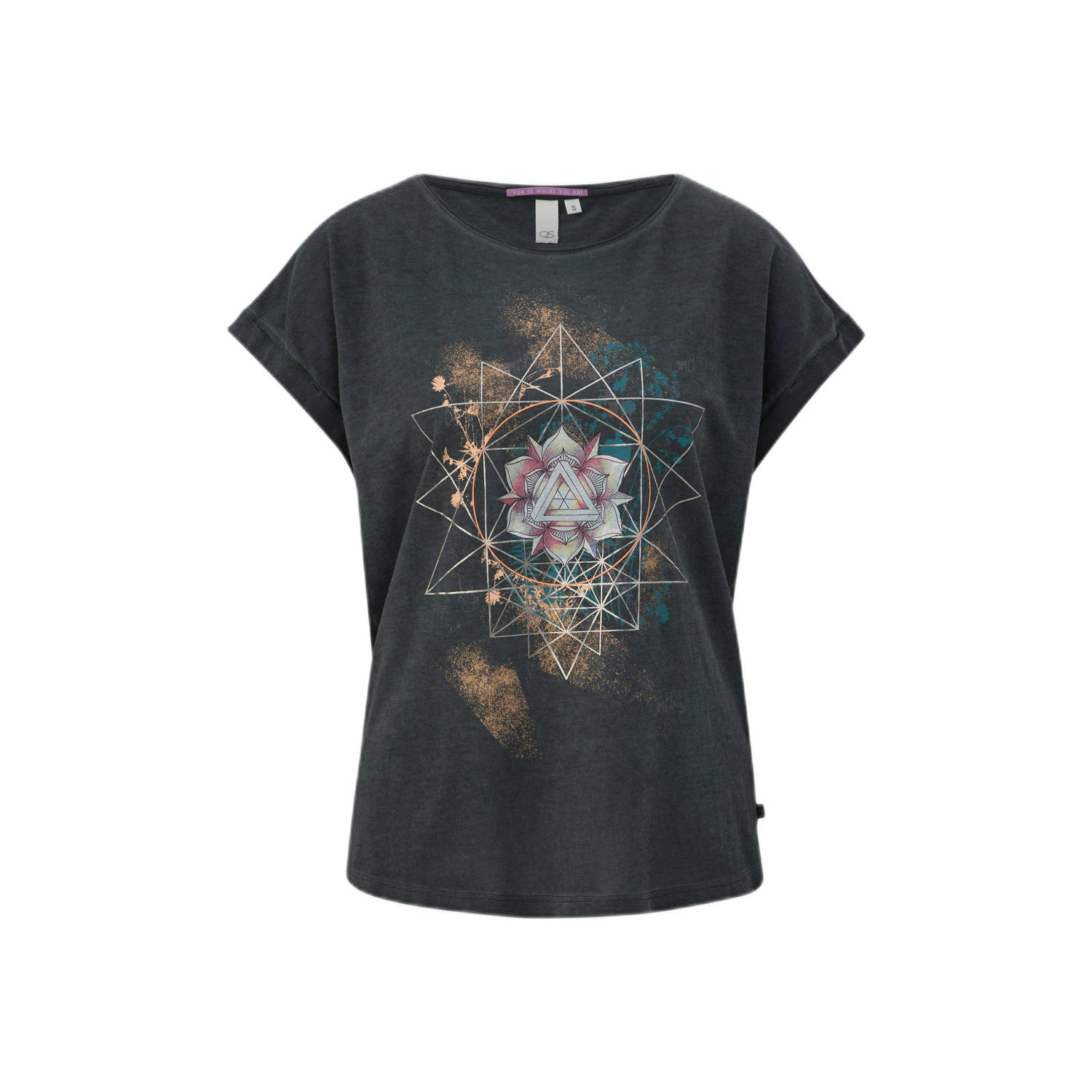 QS T-shirt met motiefprint model 'Mandala'