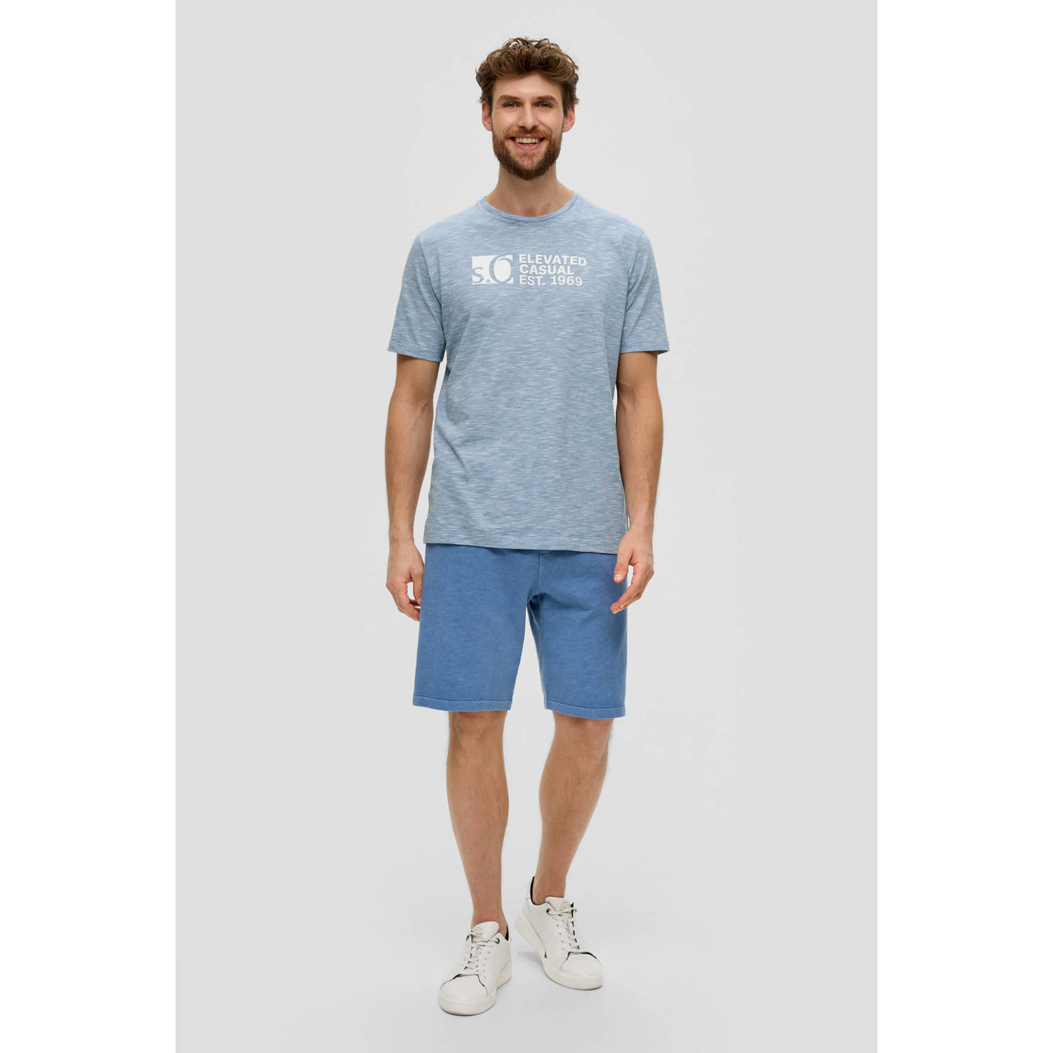 s.Oliver regular fit T-shirt met printopdruk lichtblauw