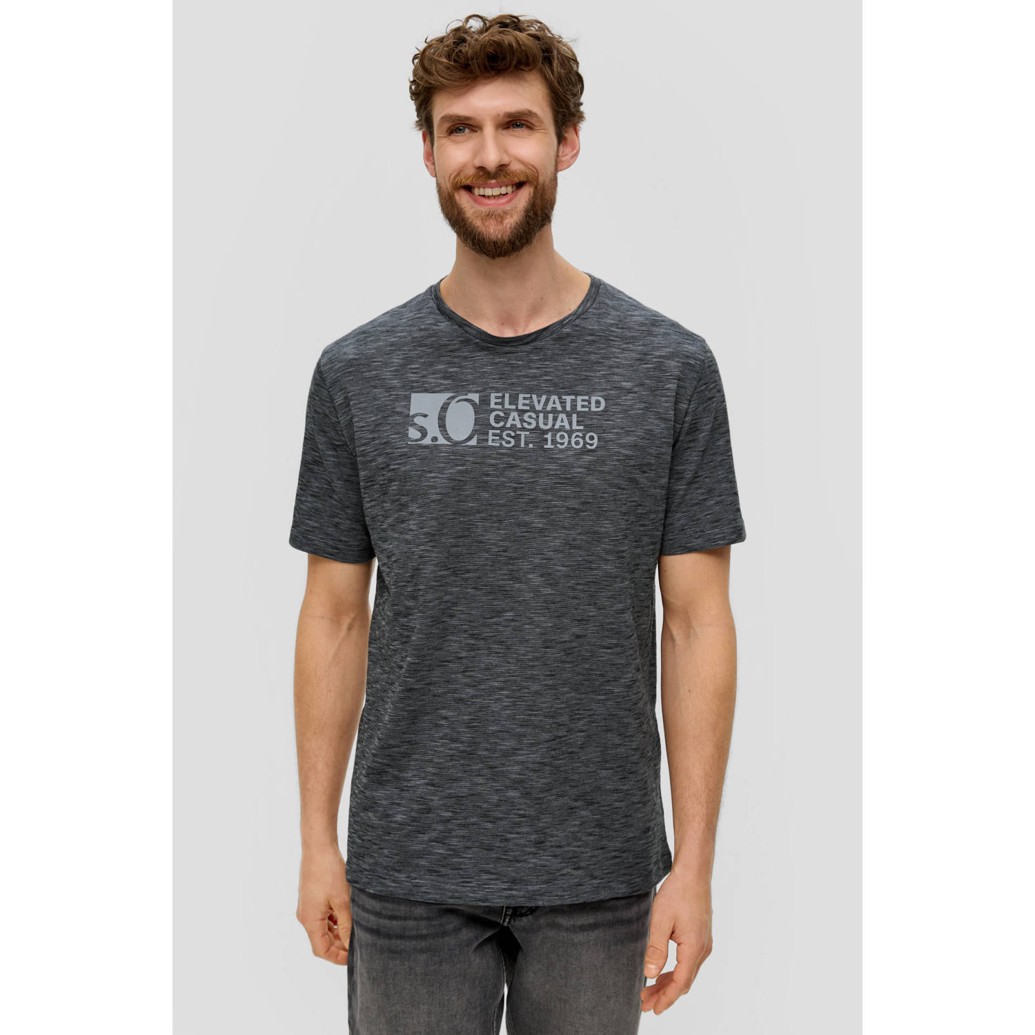 s.Oliver regular fit T-shirt met printopdruk zwart