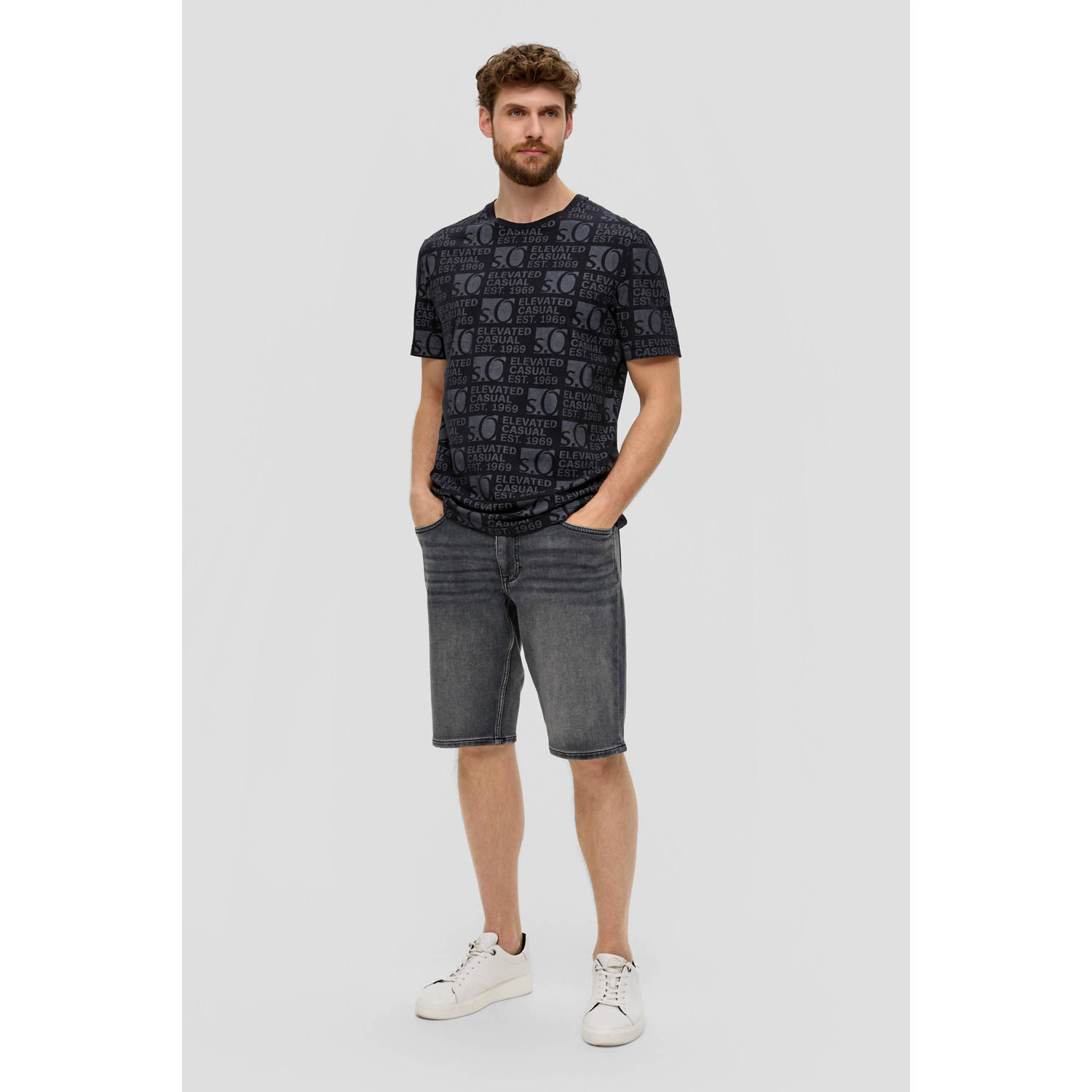 s.Oliver regular fit short antraciet