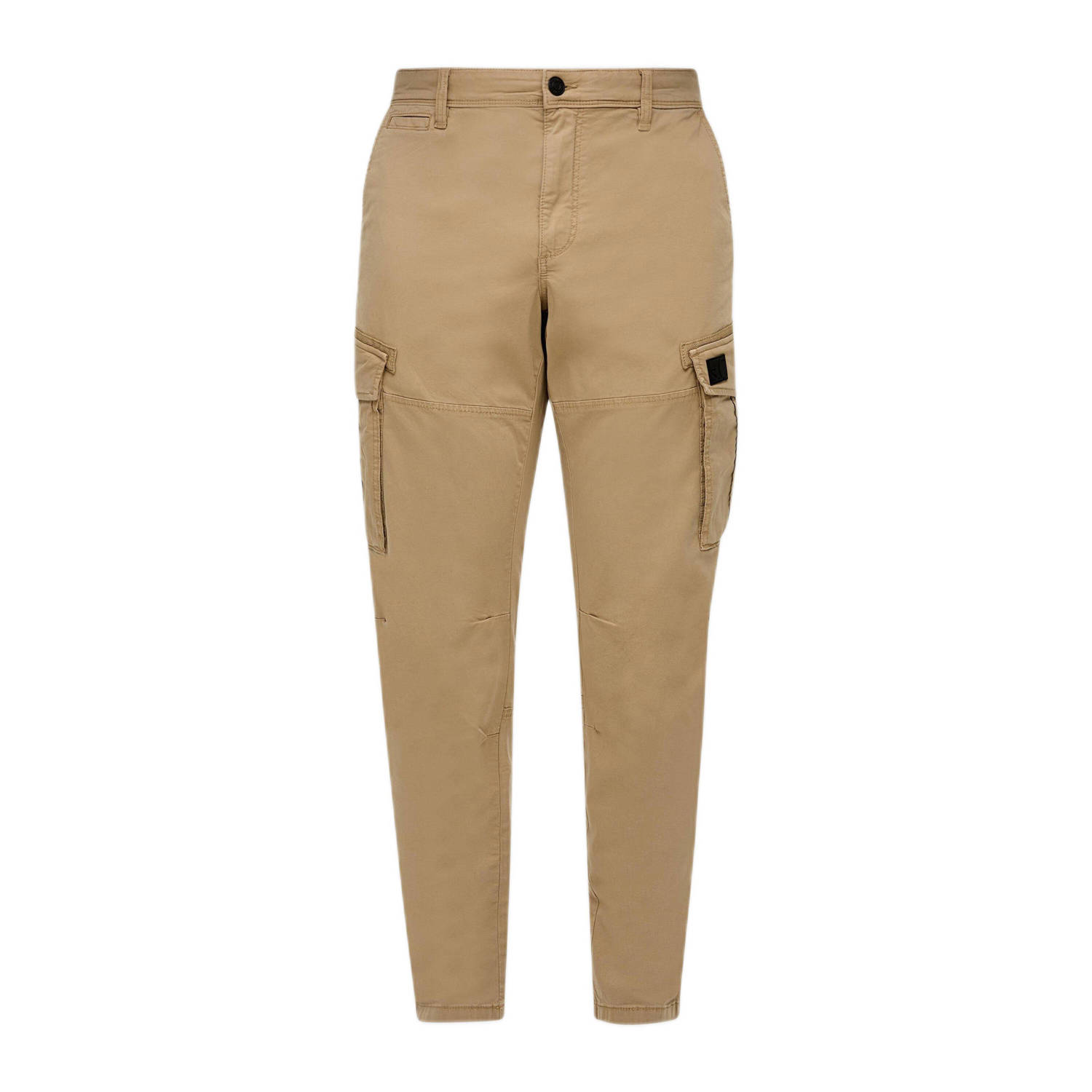 S.Oliver slim fit cargo broek met logo bruin